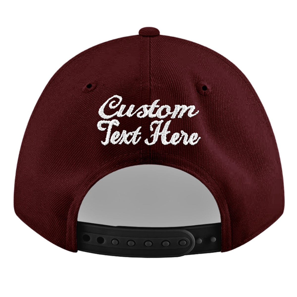 Custom Burgundy 3D Puff Embroidery Flat Embroidery Casual Sport Baseball Cap