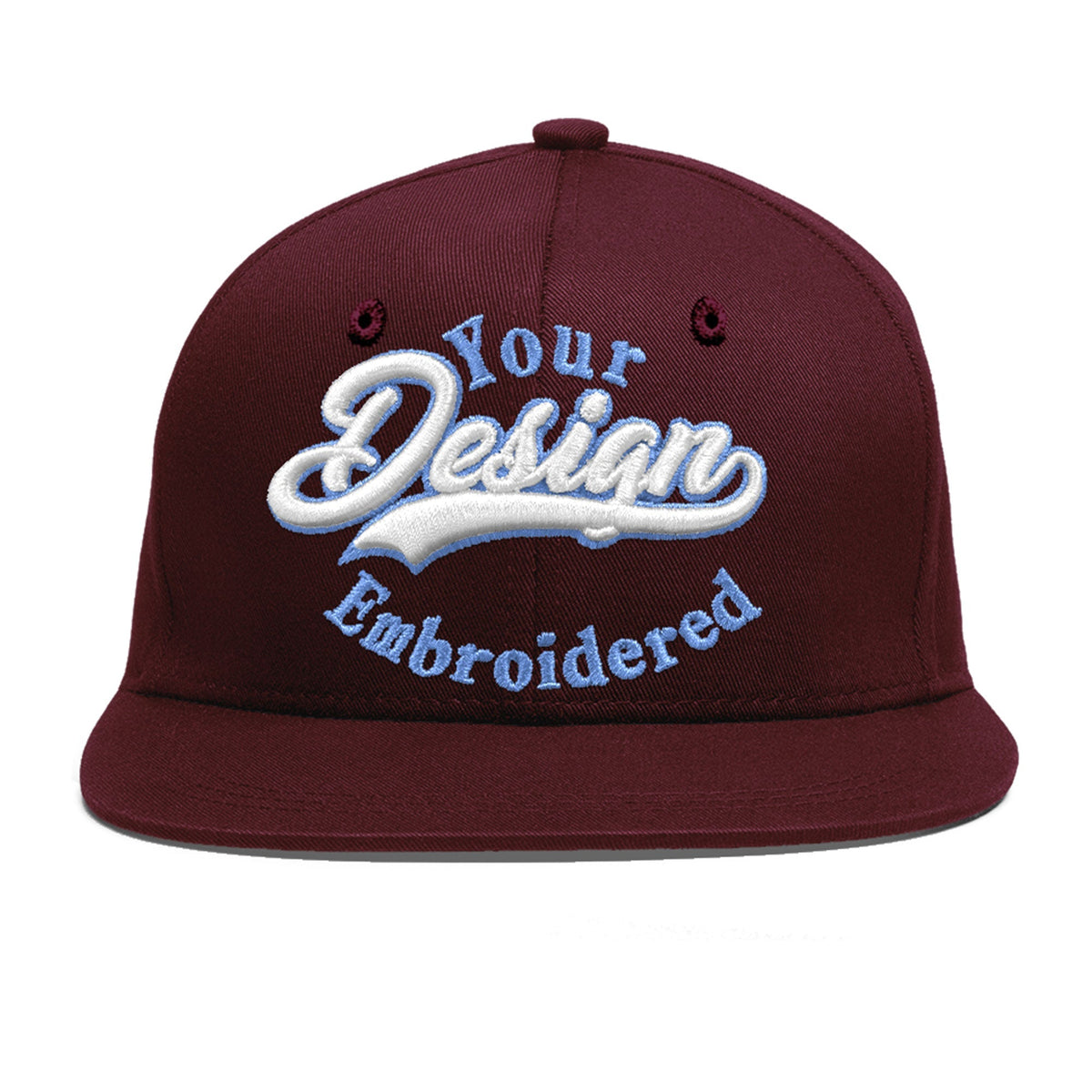 Custom Burgundy 3D Puff Embroidery Flat Embroidery Casual Sport Baseball Cap