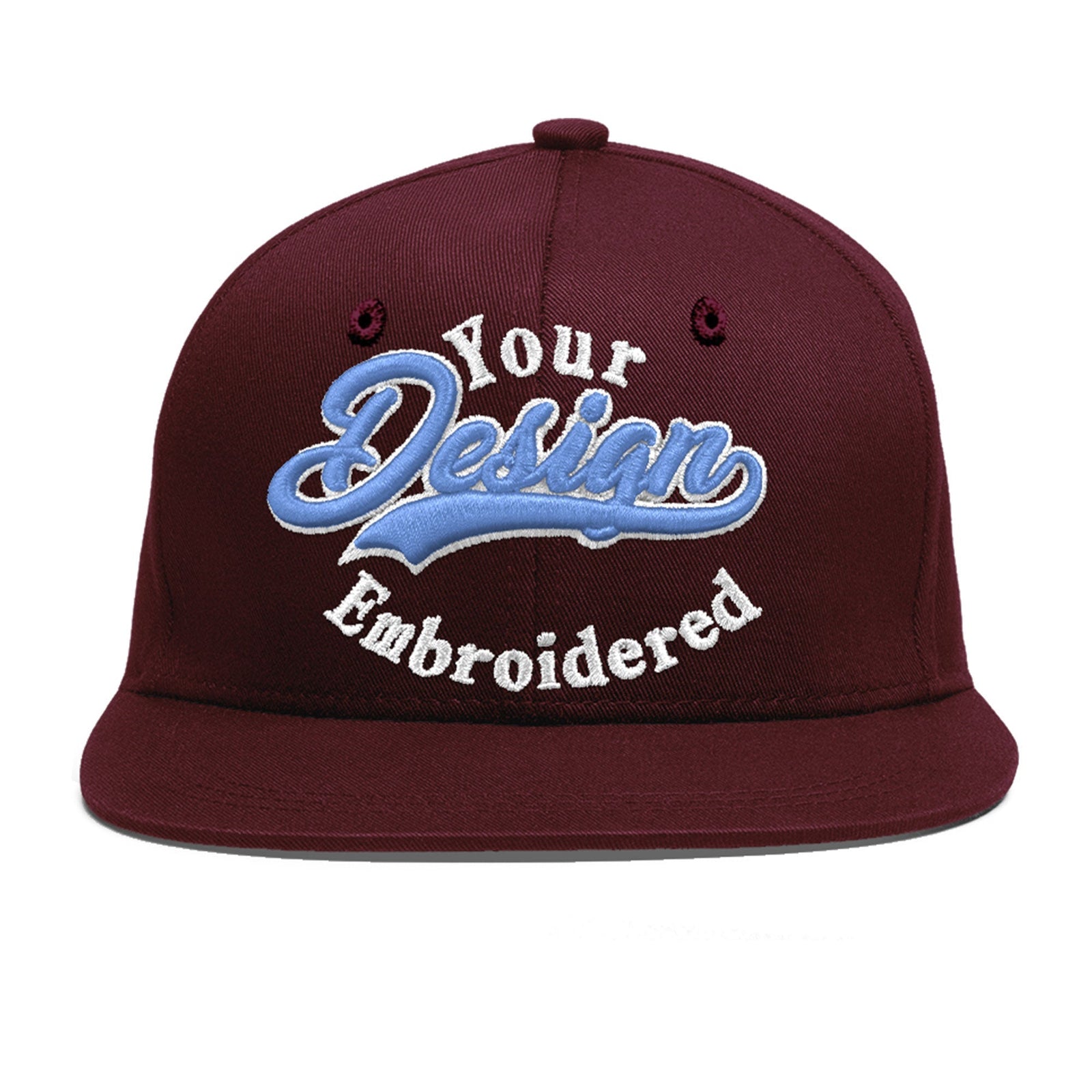 Custom Burgundy 3D Puff Embroidery Flat Embroidery Casual Sport Baseball Cap