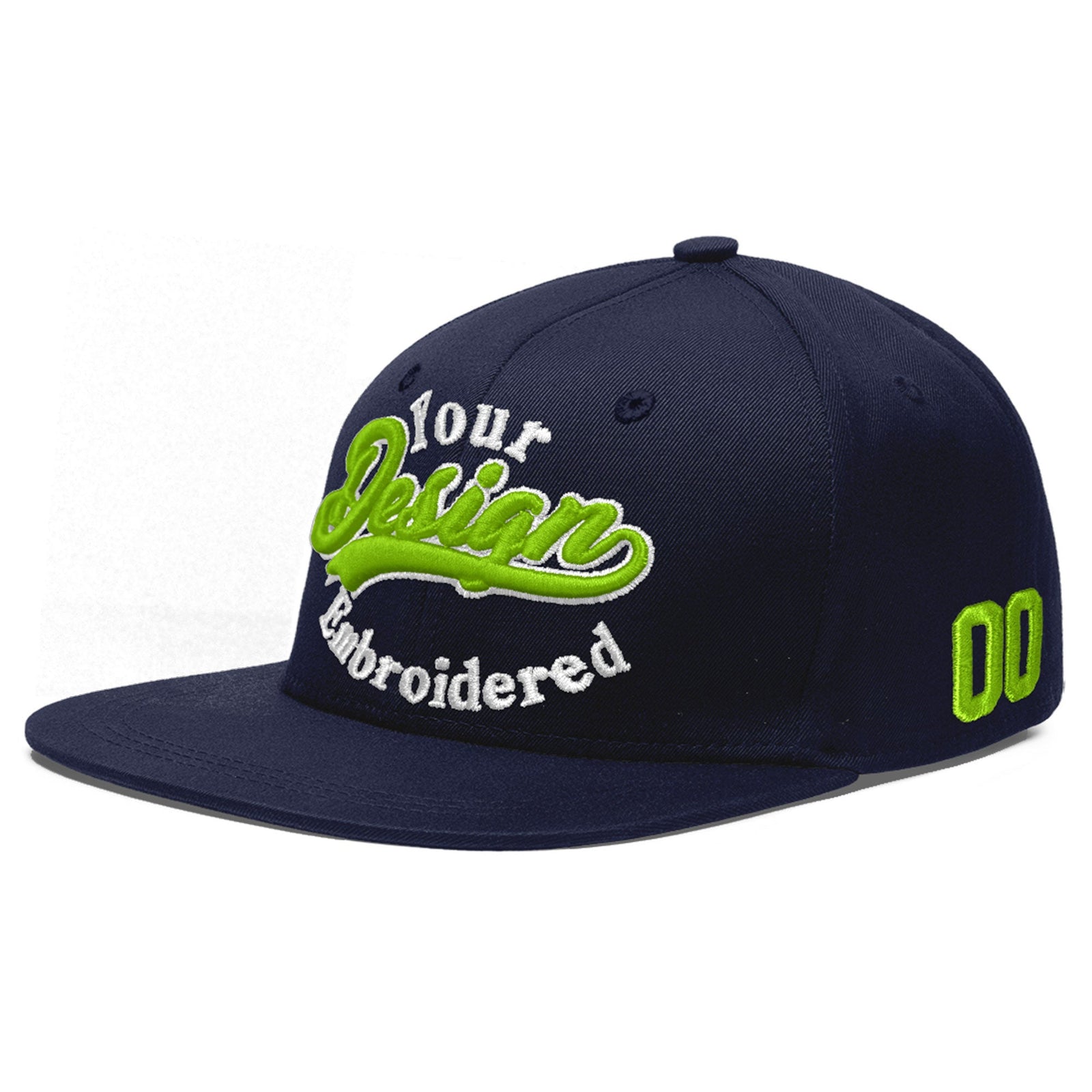 Custom Navy 3D Puff Embroidery Flat Embroidery Casual Sport Baseball Cap