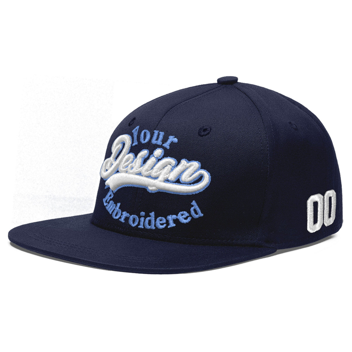 Custom Navy 3D Puff Embroidery Flat Embroidery Casual Sport Baseball Cap