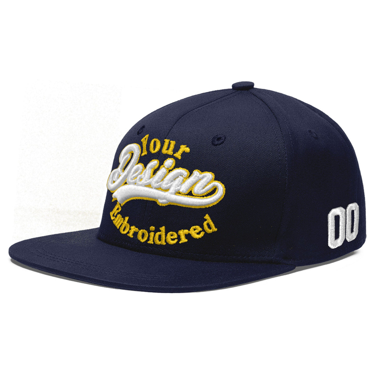 Custom Navy 3D Puff Embroidery Flat Embroidery Casual Sport Baseball Cap