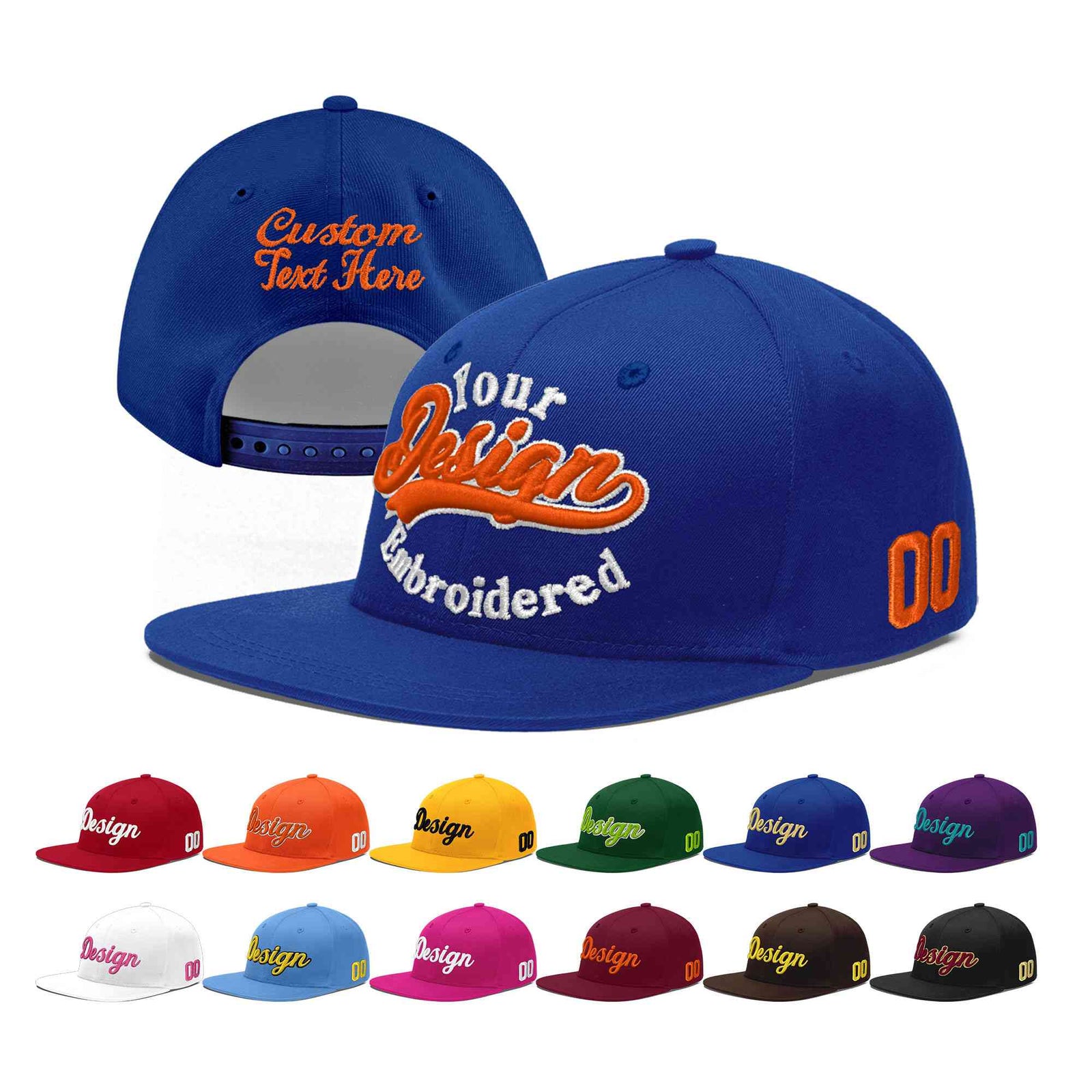 Custom Royal 3D Puff Embroidery Flat Embroidery Casual Sport Baseball Cap
