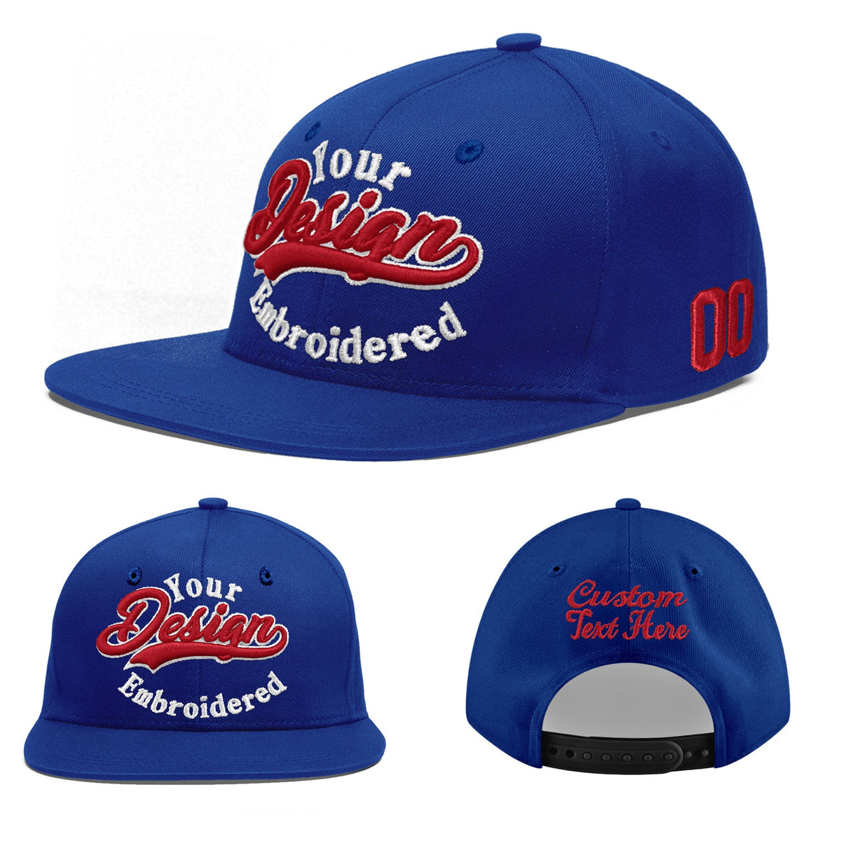 Custom Royal 3D Puff Embroidery Flat Embroidery Casual Sport Baseball Cap