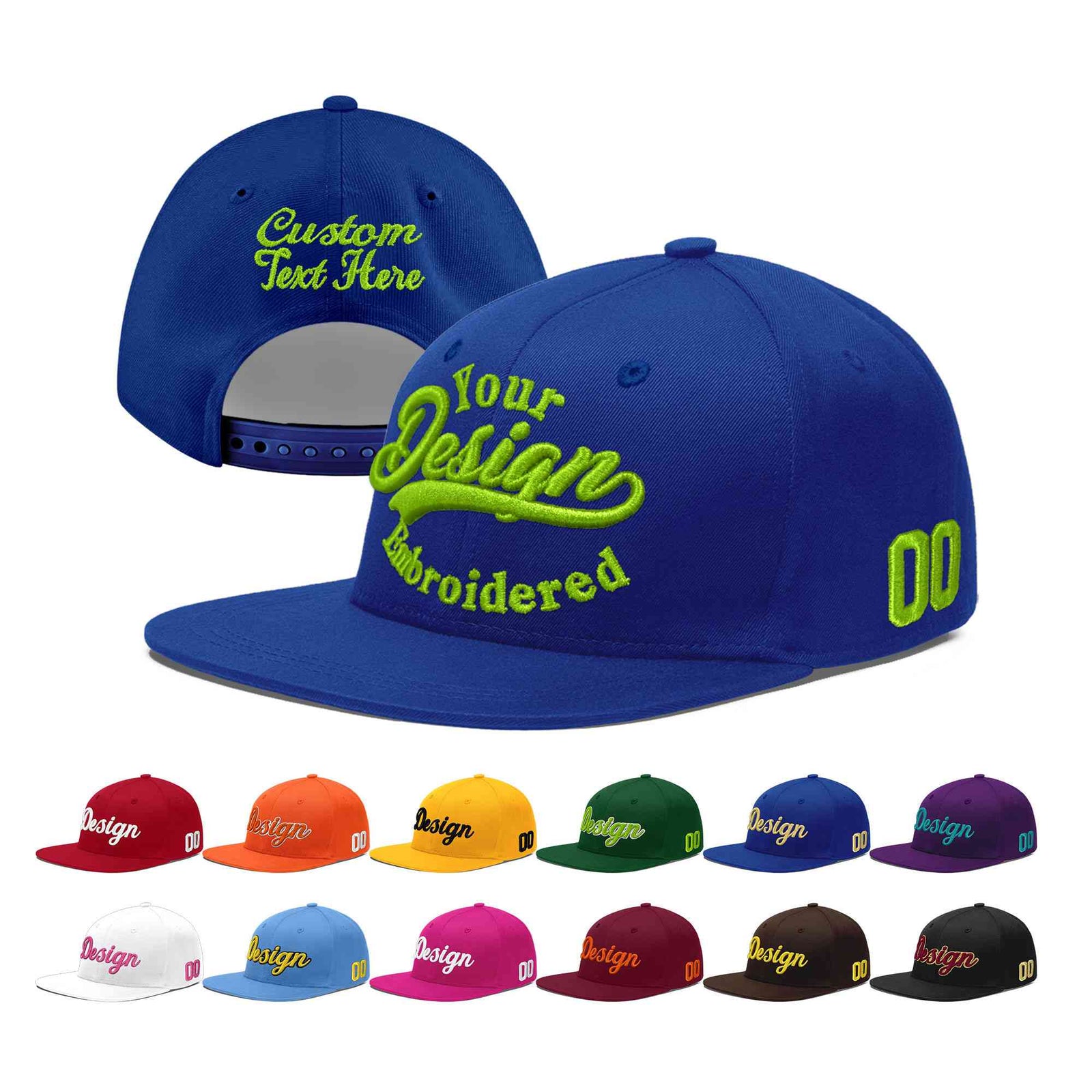 Custom Royal 3D Puff Embroidery Flat Embroidery Casual Sport Baseball Cap