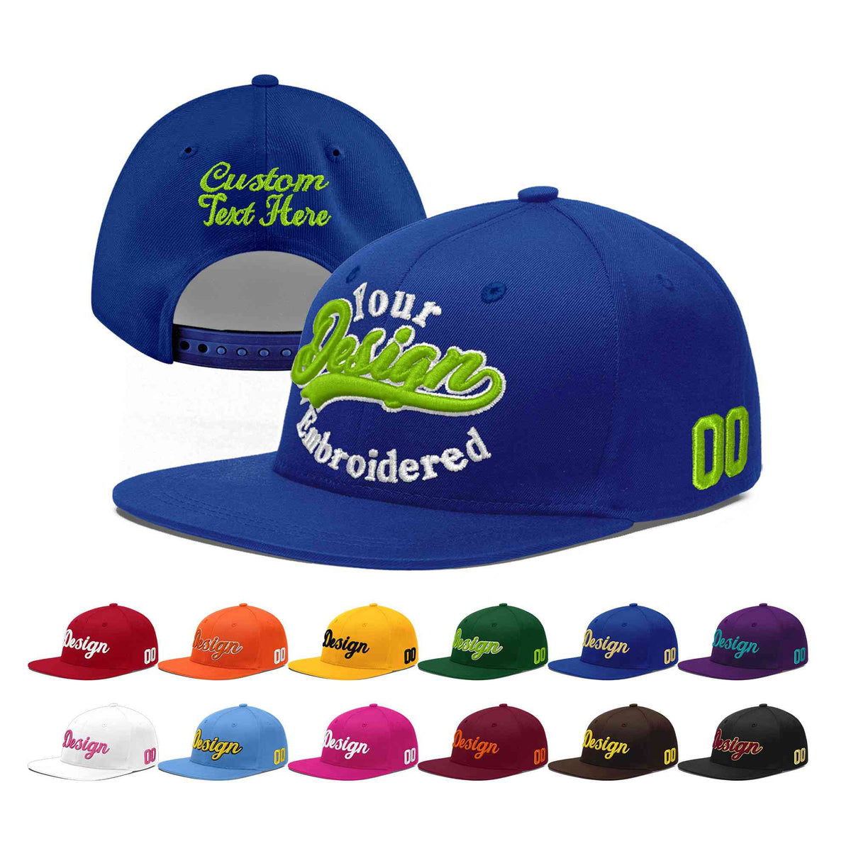 Custom Royal 3D Puff Embroidery Flat Embroidery Casual Sport Baseball Cap
