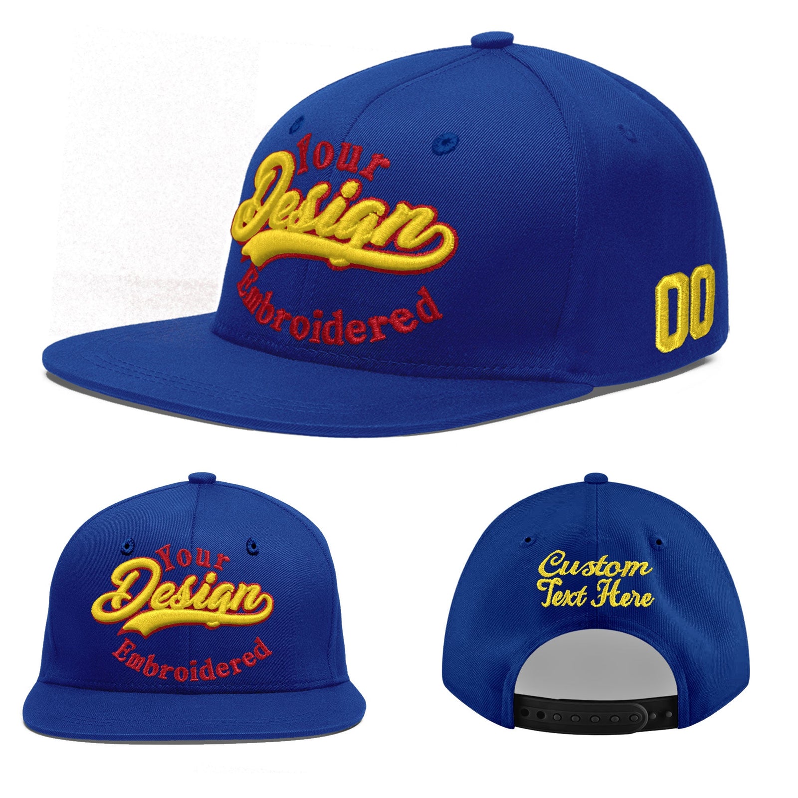 Custom Royal 3D Puff Embroidery Flat Embroidery Casual Sport Baseball Cap