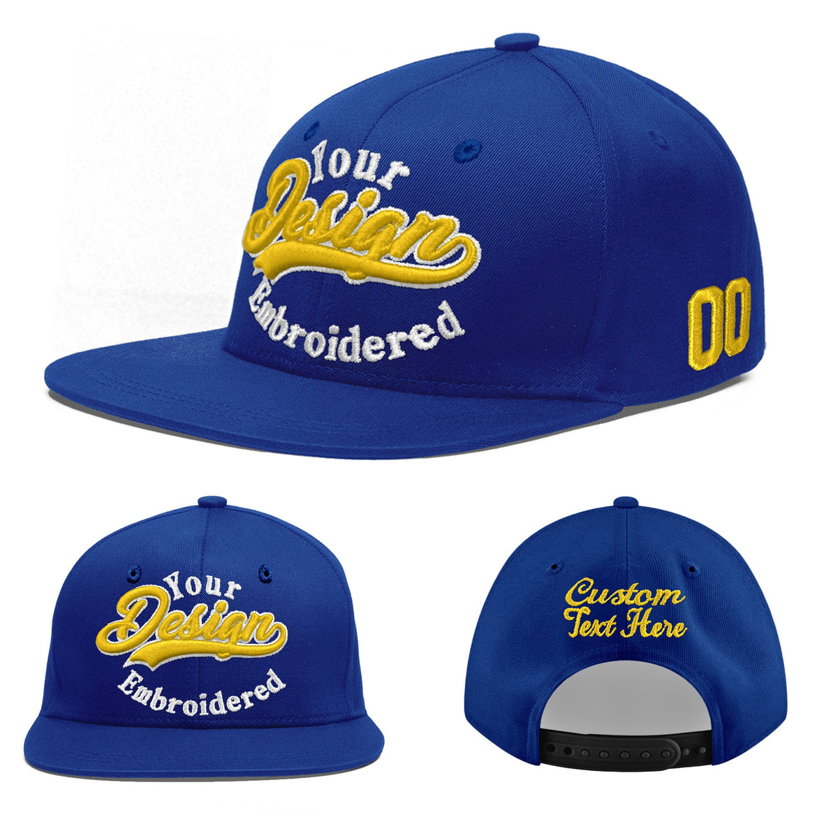 Custom Royal 3D Puff Embroidery Flat Embroidery Casual Sport Baseball Cap