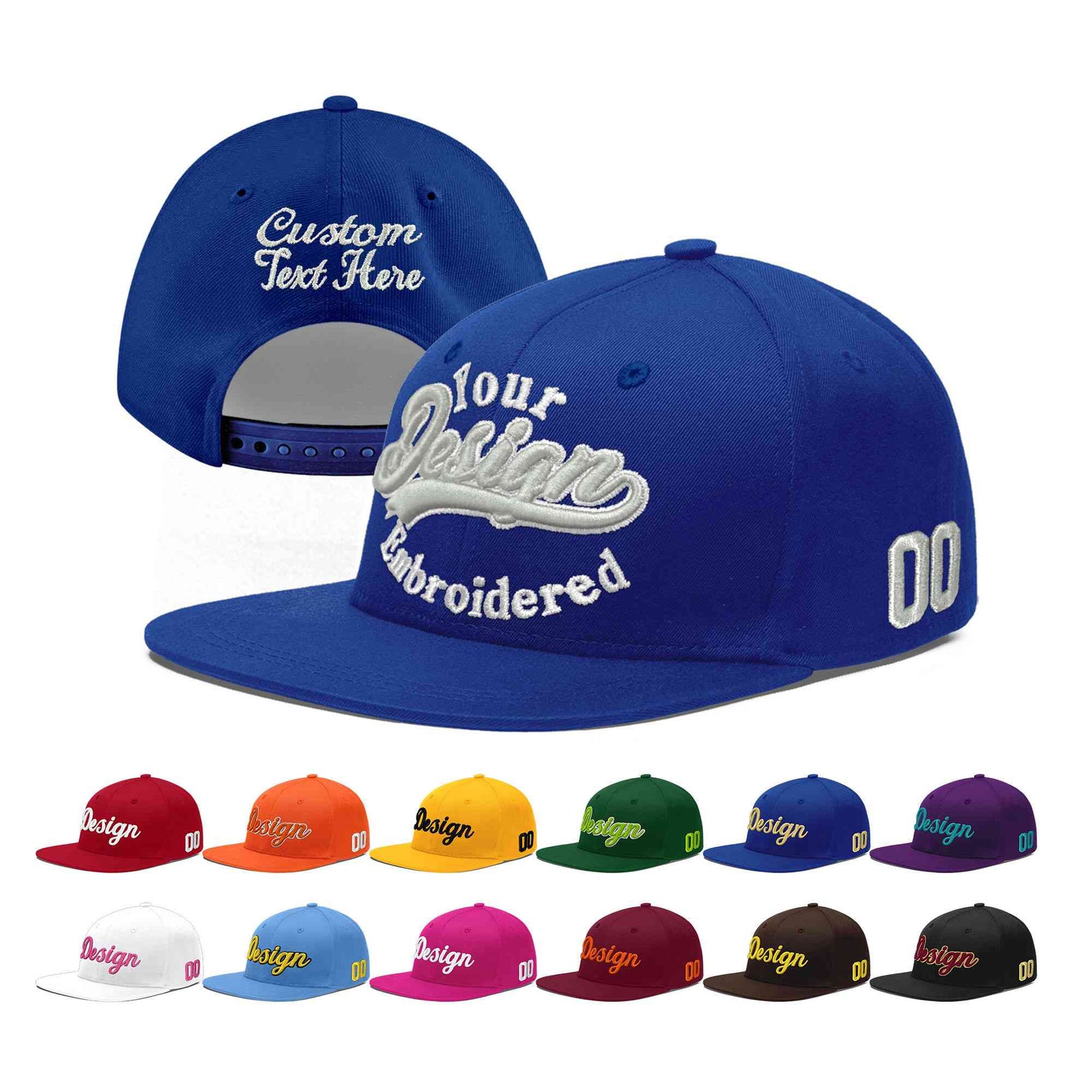 Custom Royal 3D Puff Embroidery Flat Embroidery Casual Sport Baseball Cap