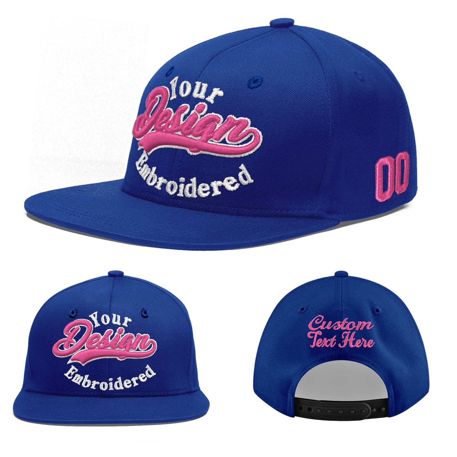 Custom Royal 3D Puff Embroidery Flat Embroidery Casual Sport Baseball Cap