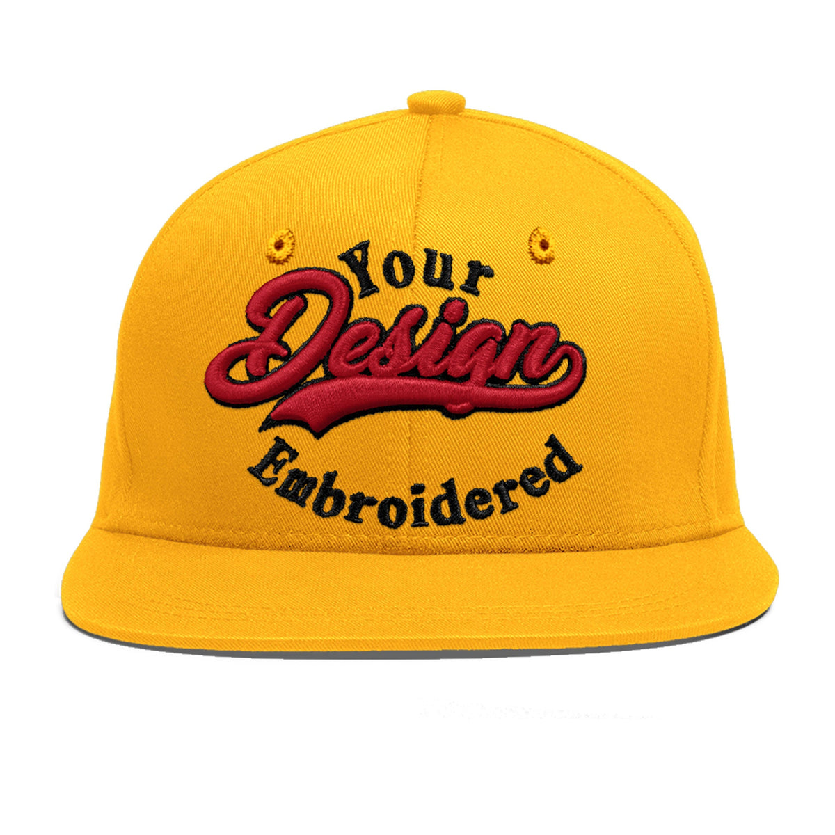 Custom Yellow 3D Puff Embroidery Flat Embroidery Casual Sport Baseball Cap