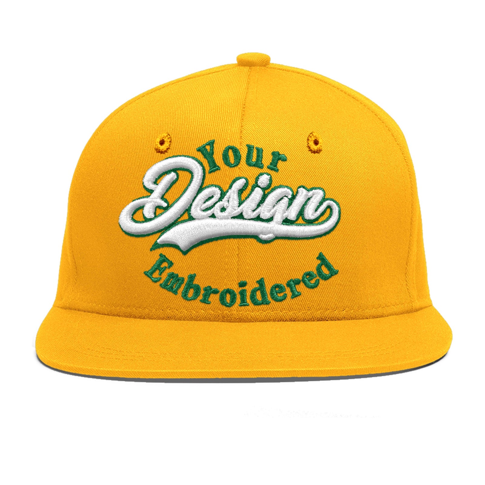 Custom Yellow 3D Puff Embroidery Flat Embroidery Casual Sport Baseball Cap