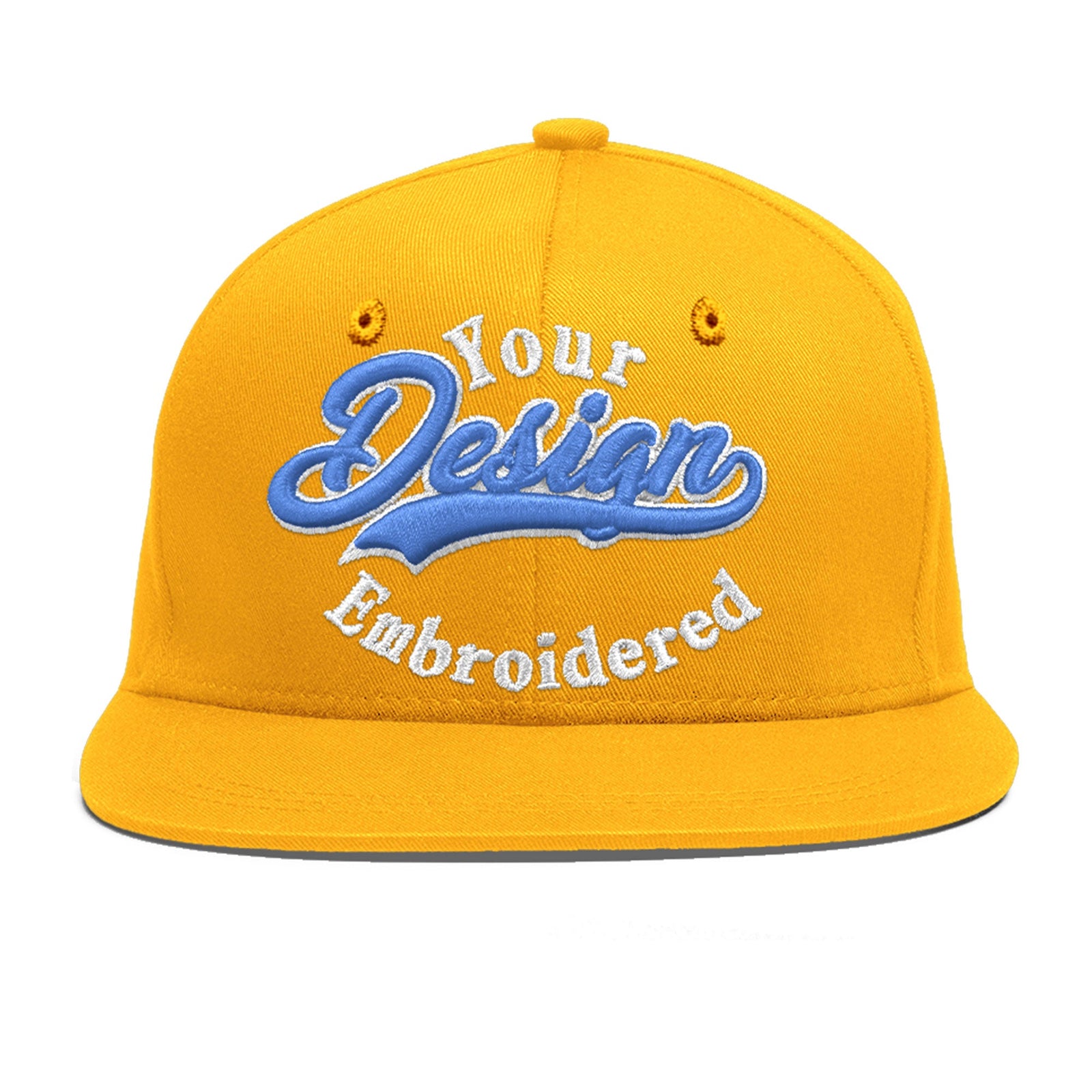 Custom Yellow 3D Puff Embroidery Flat Embroidery Casual Sport Baseball Cap