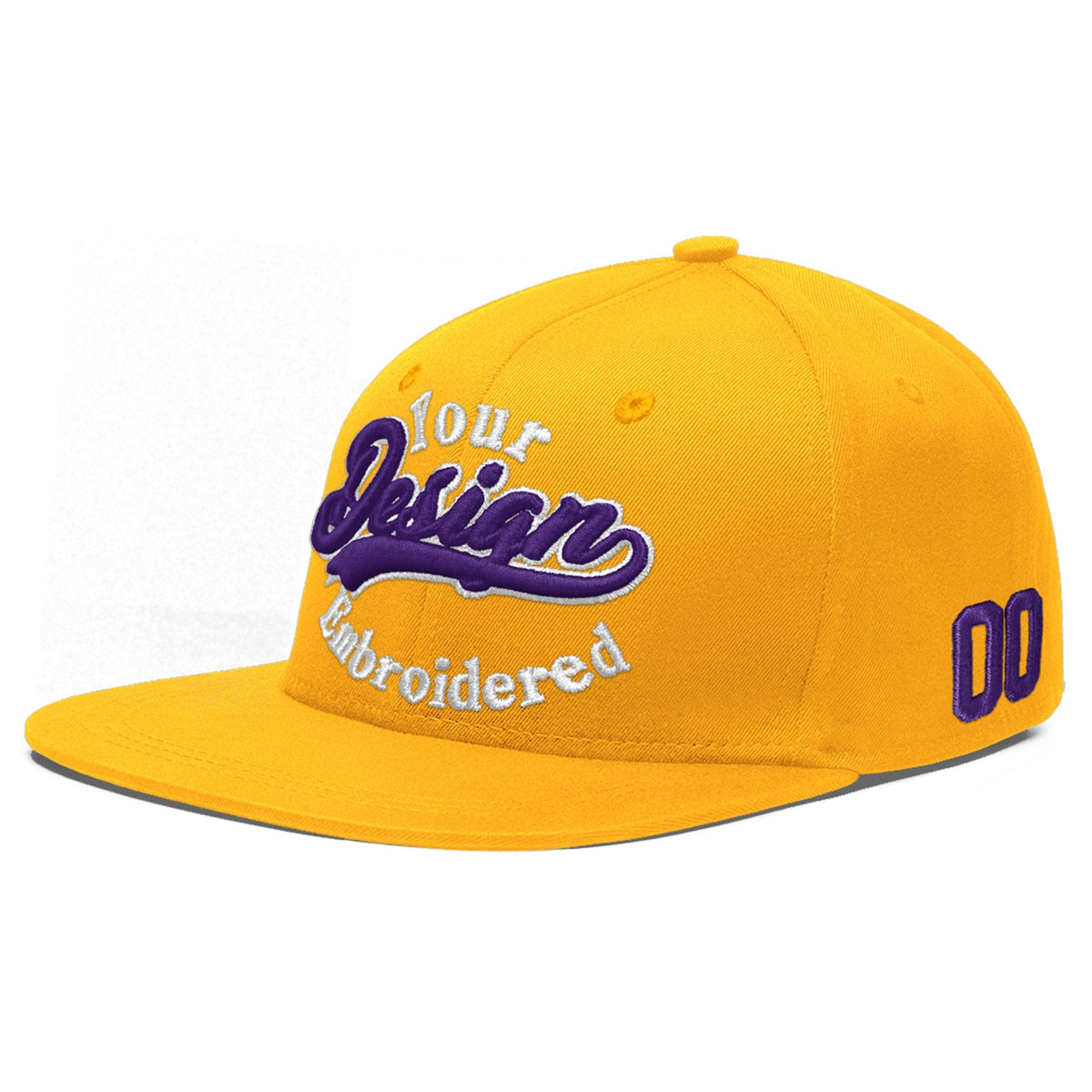 Custom Yellow 3D Puff Embroidery Flat Embroidery Casual Sport Baseball Cap