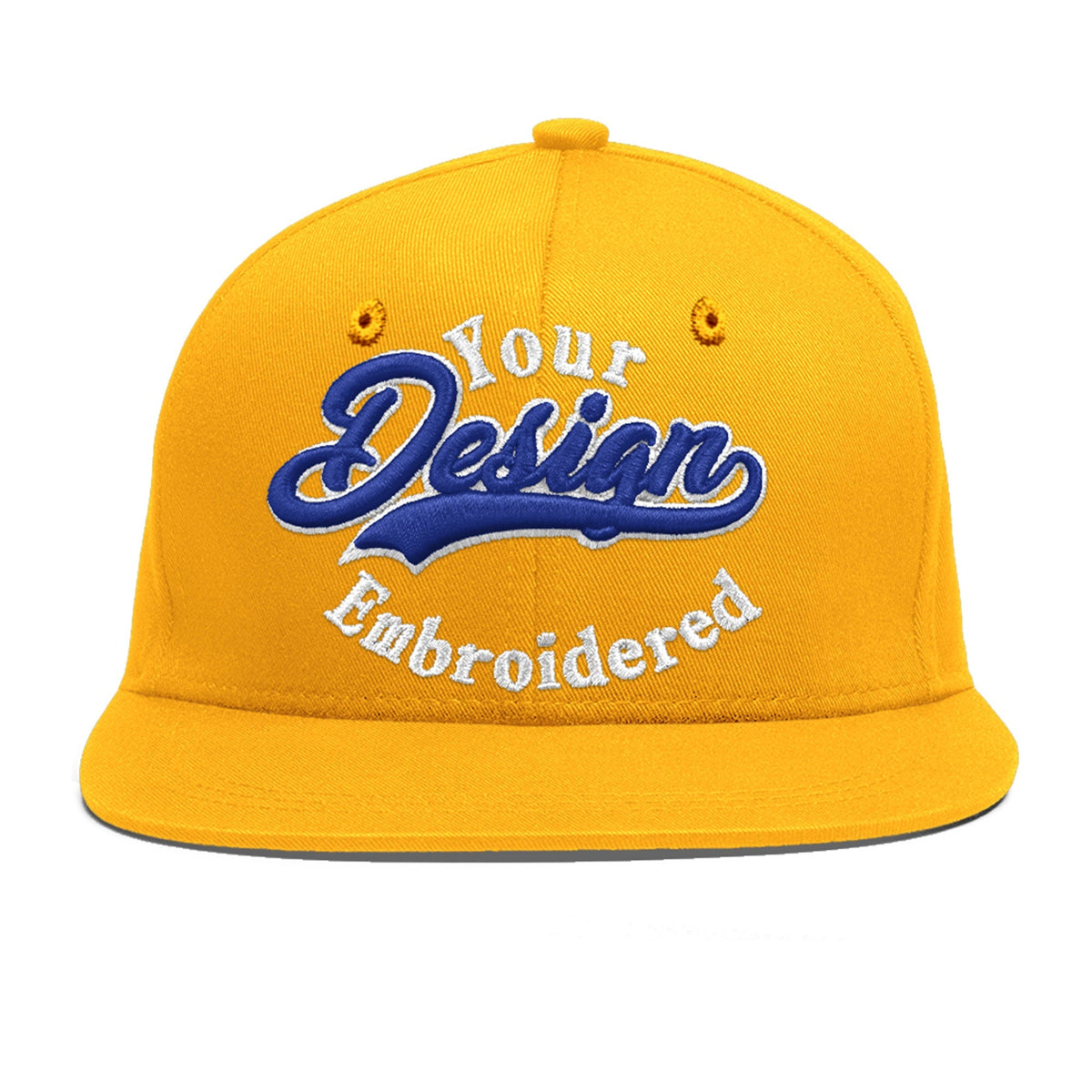Custom Yellow 3D Puff Embroidery Flat Embroidery Casual Sport Baseball Cap