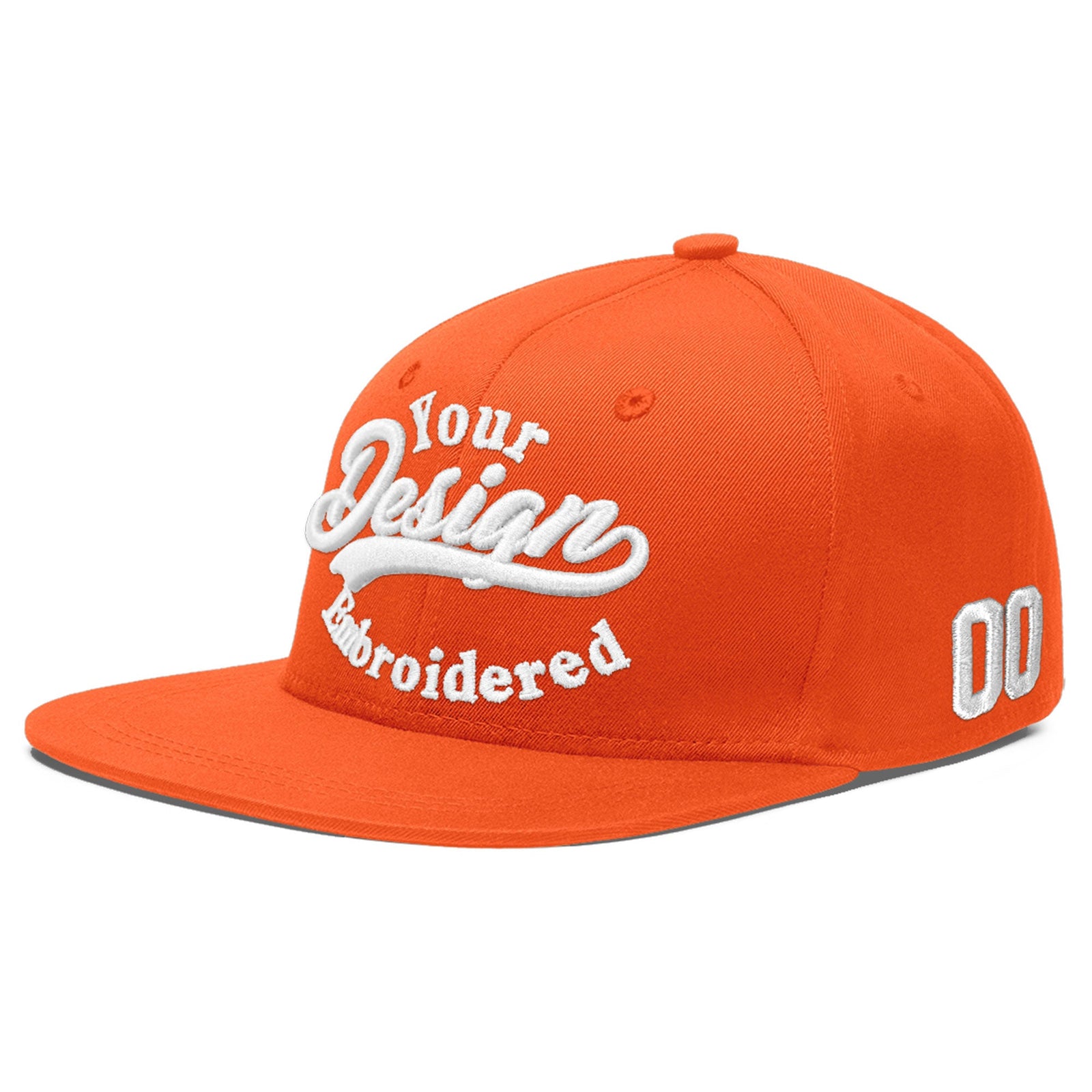 Custom Orange 3D Puff Embroidery Flat Embroidery Casual Sport Baseball Cap