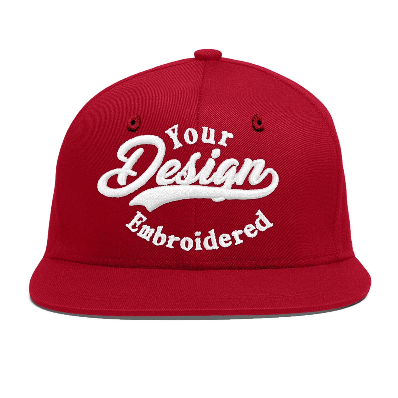 Custom Red 3D Puff Embroidery Flat Embroidery Casual Sport Baseball Cap