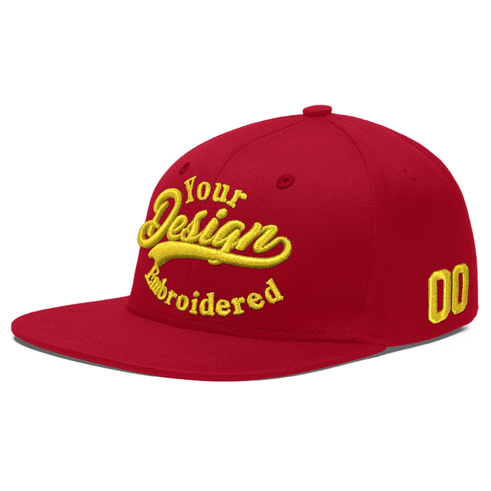 Custom Red 3D Puff Embroidery Flat Embroidery Casual Sport Baseball Cap