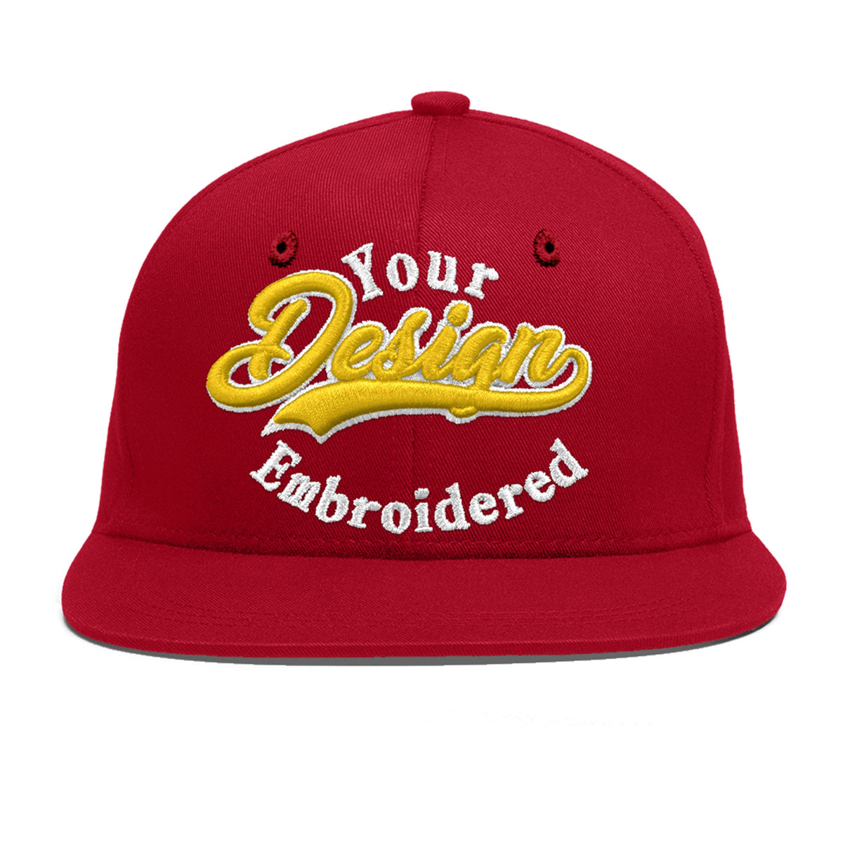 Custom Red 3D Puff Embroidery Flat Embroidery Casual Sport Baseball Cap