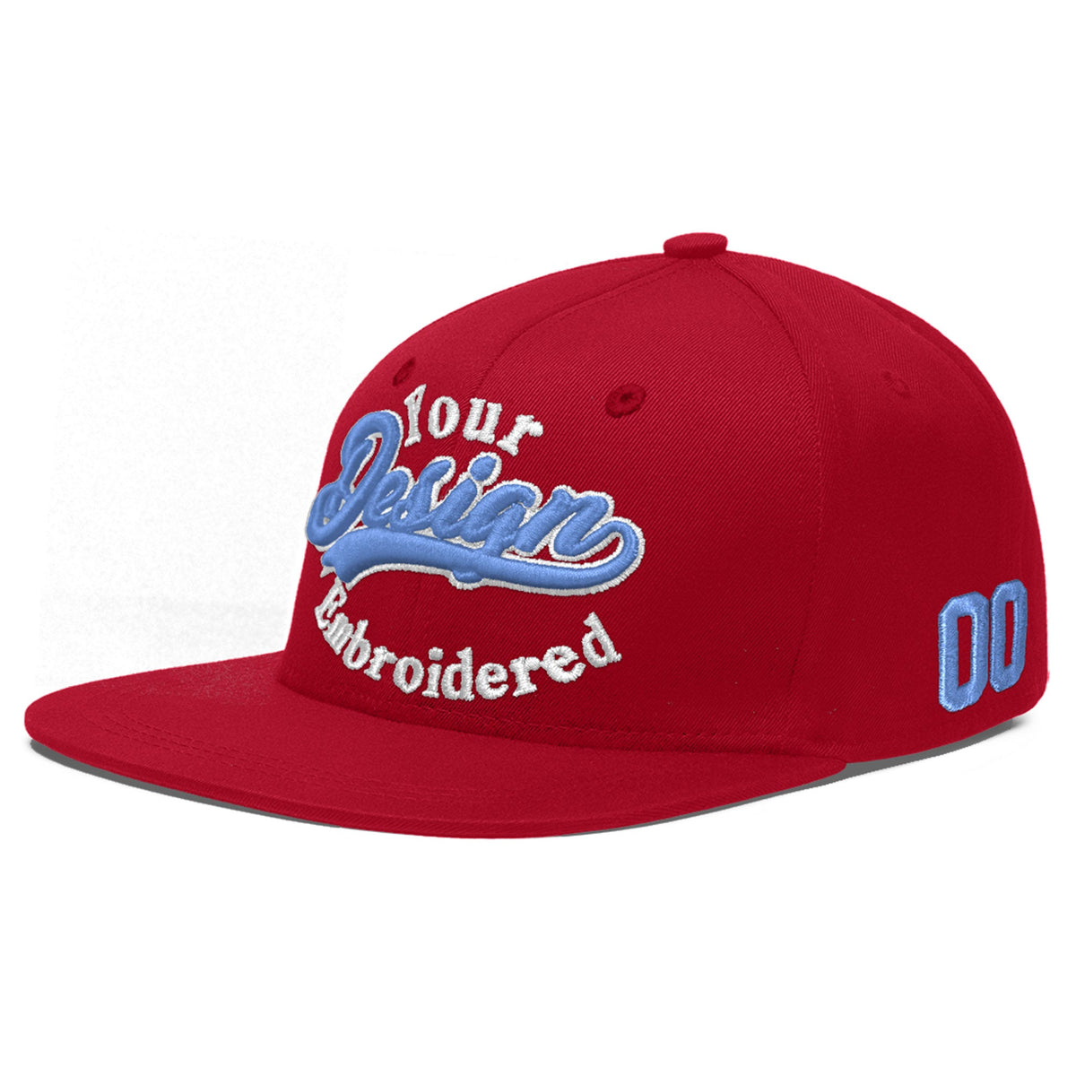 Custom Red 3D Puff Embroidery Flat Embroidery Casual Sport Baseball Cap