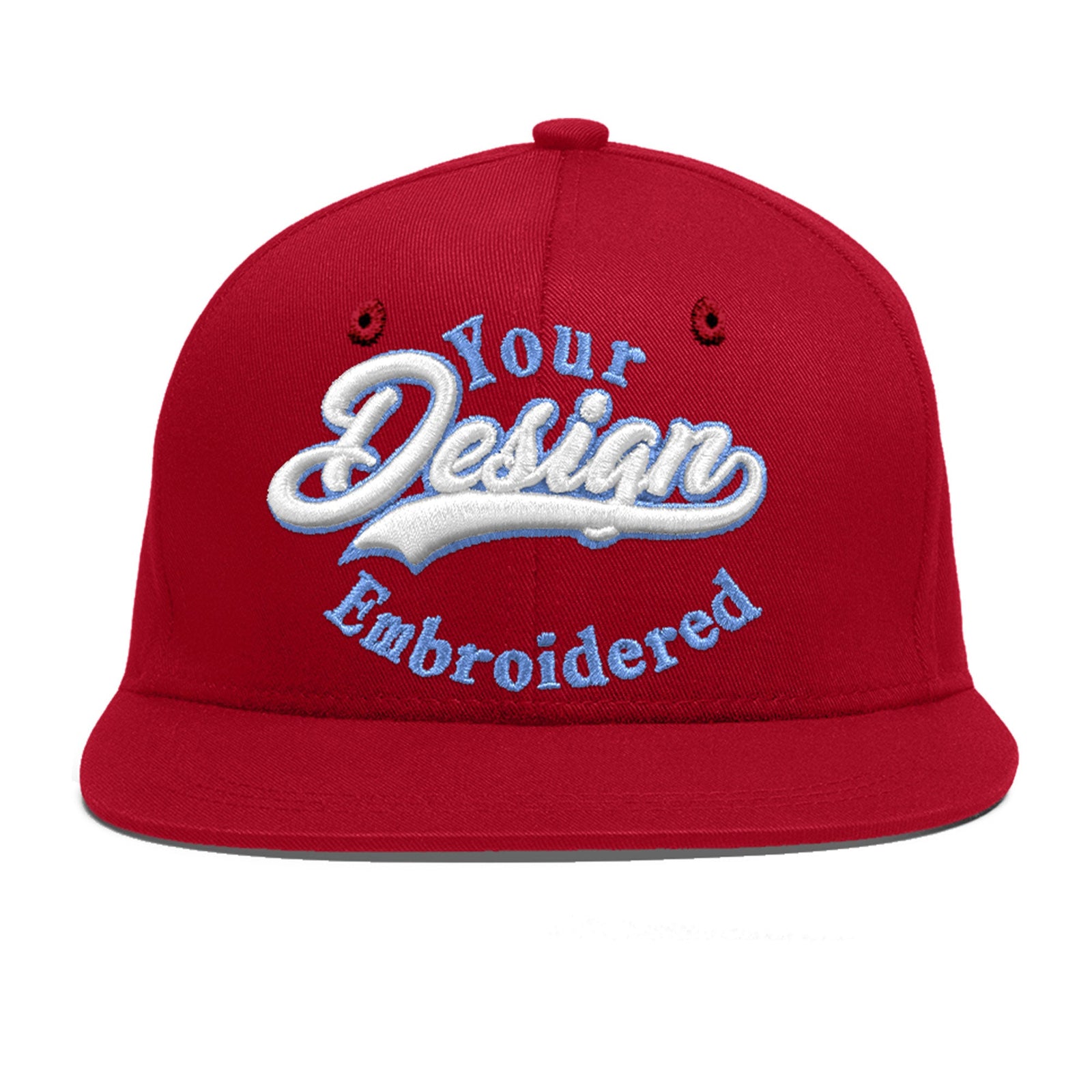 Custom Red 3D Puff Embroidery Flat Embroidery Casual Sport Baseball Cap