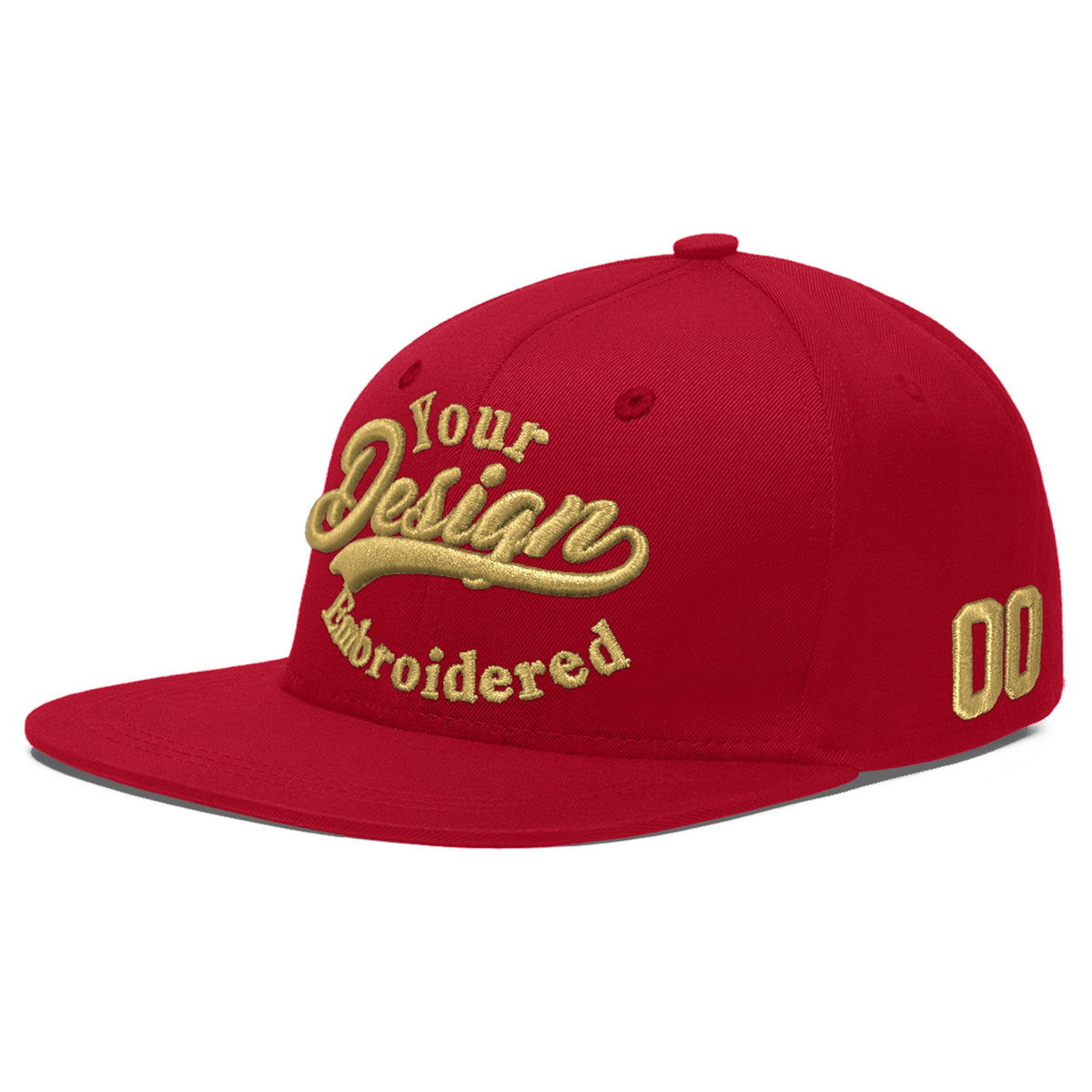 Custom Red 3D Puff Embroidery Flat Embroidery Casual Sport Baseball Cap