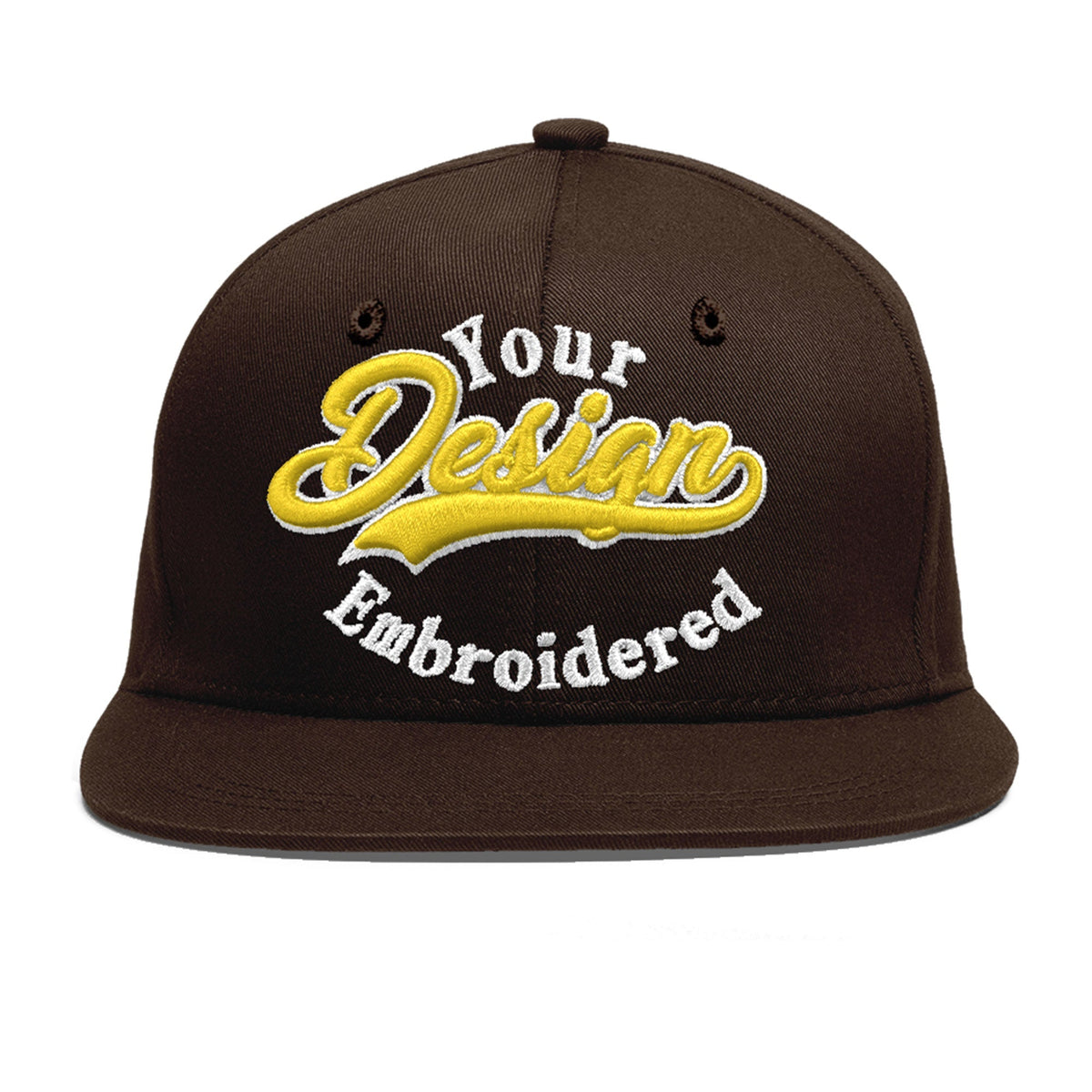 Custom Brown 3D Puff Embroidery Flat Embroidery Casual Sport Baseball Cap