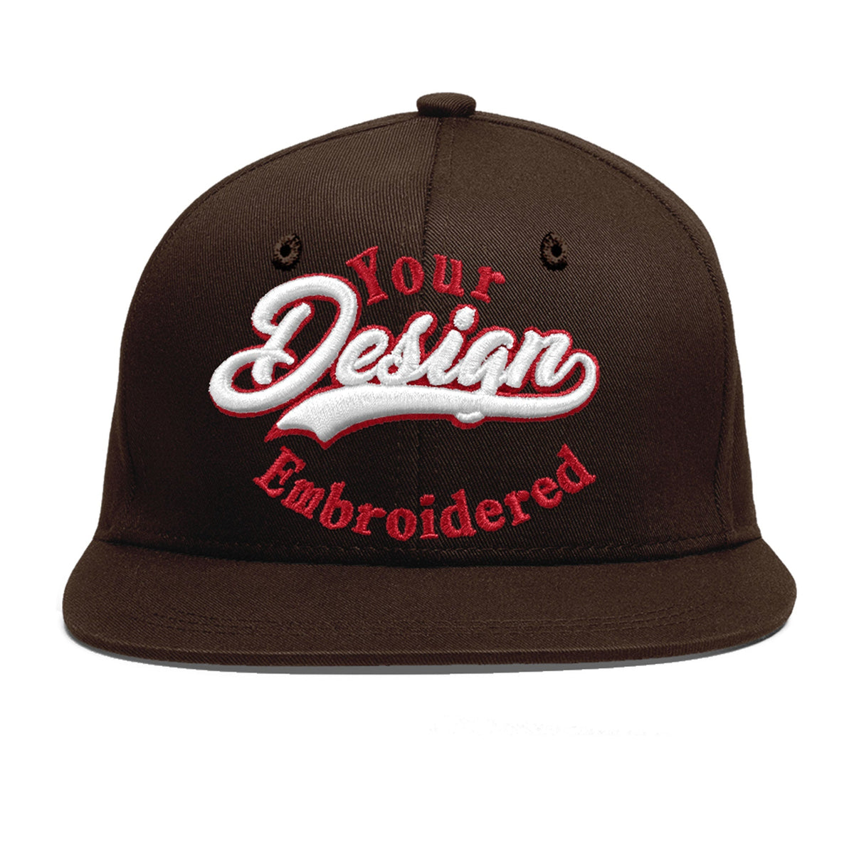 Custom Brown 3D Puff Embroidery Flat Embroidery Casual Sport Baseball Cap