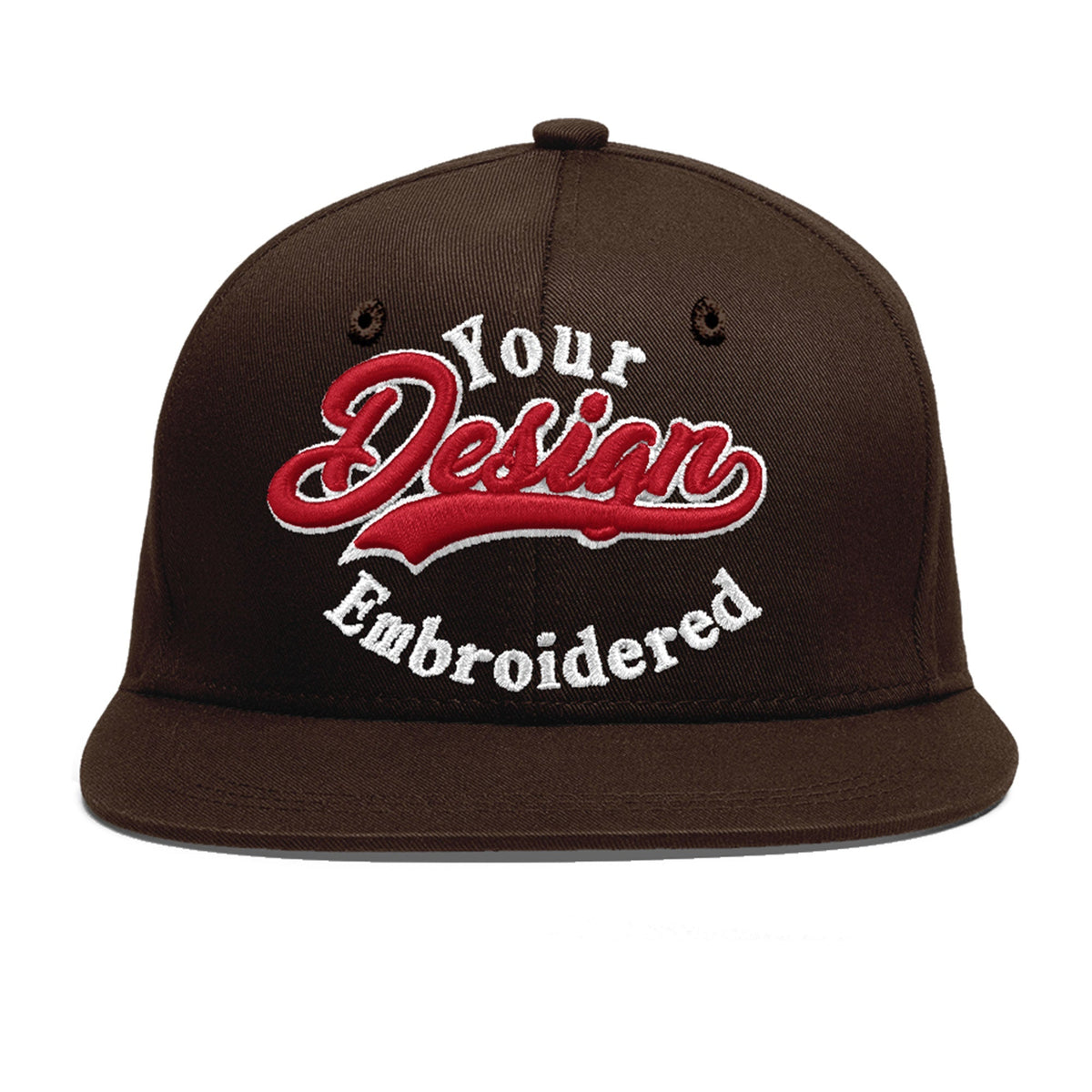 Custom Brown 3D Puff Embroidery Flat Embroidery Casual Sport Baseball Cap
