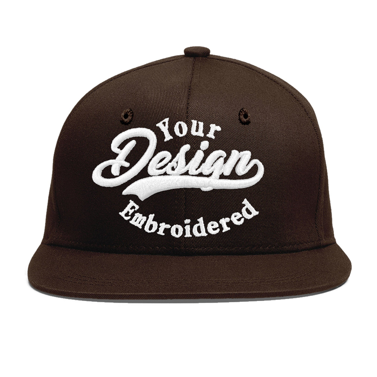 Custom Brown 3D Puff Embroidery Flat Embroidery Casual Sport Baseball Cap