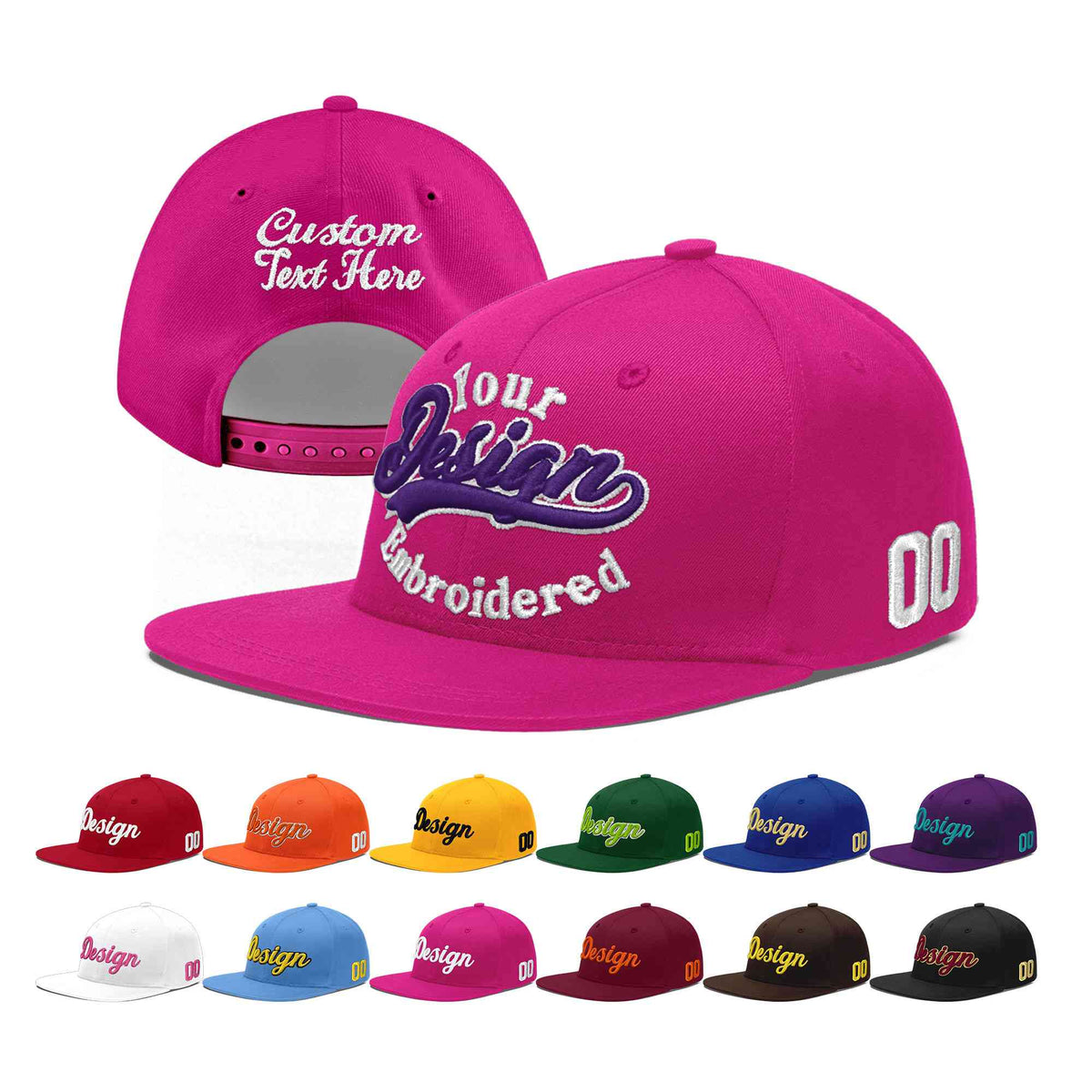 Custom Rose Red 3D Puff Embroidery Flat Embroidery Casual Sport Baseball Cap