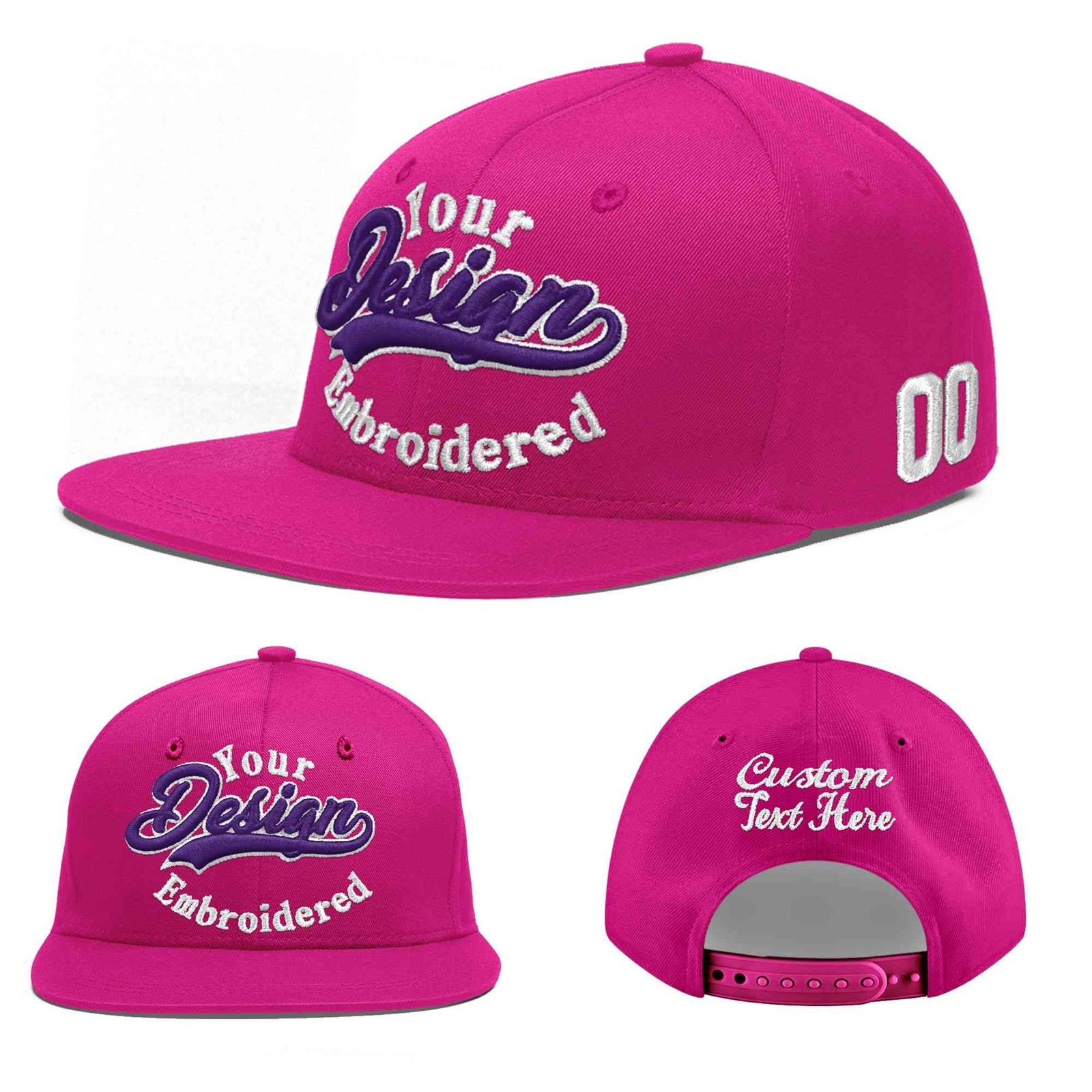 Custom Rose Red 3D Puff Embroidery Flat Embroidery Casual Sport Baseball Cap