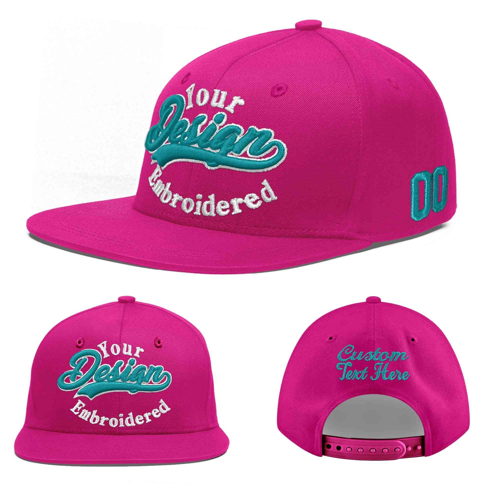 Custom Rose Red 3D Puff Embroidery Flat Embroidery Casual Sport Baseball Cap