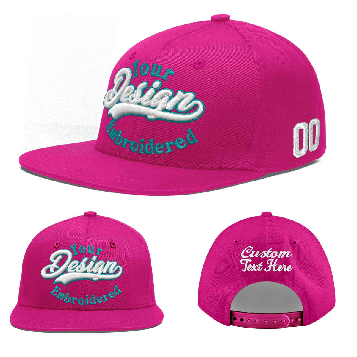 Custom Rose Red 3D Puff Embroidery Flat Embroidery Casual Sport Baseball Cap