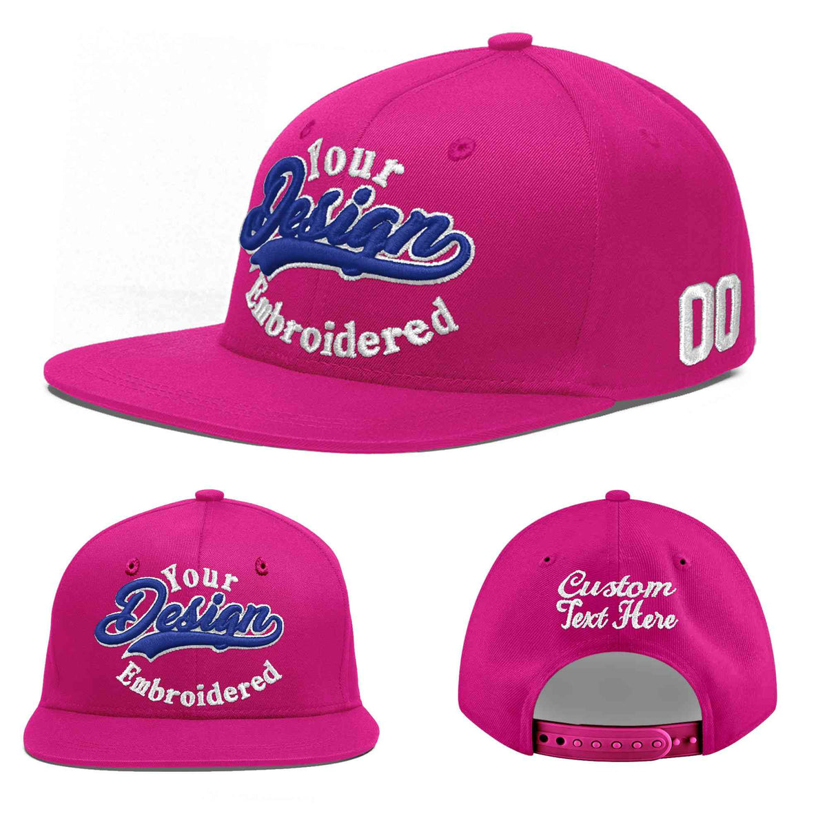 Custom Rose Red 3D Puff Embroidery Flat Embroidery Casual Sport Baseball Cap