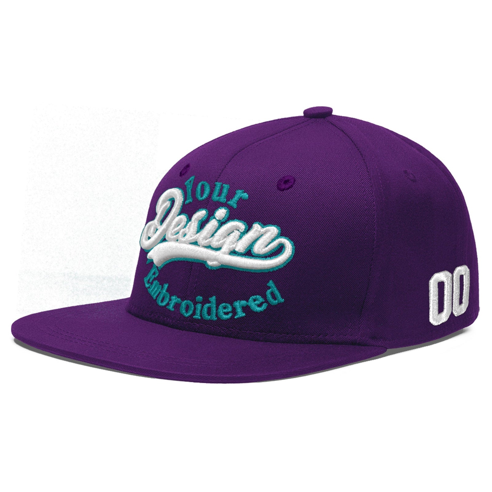 Custom Purple 3D Puff Embroidery Flat Embroidery Casual Sport Baseball Cap