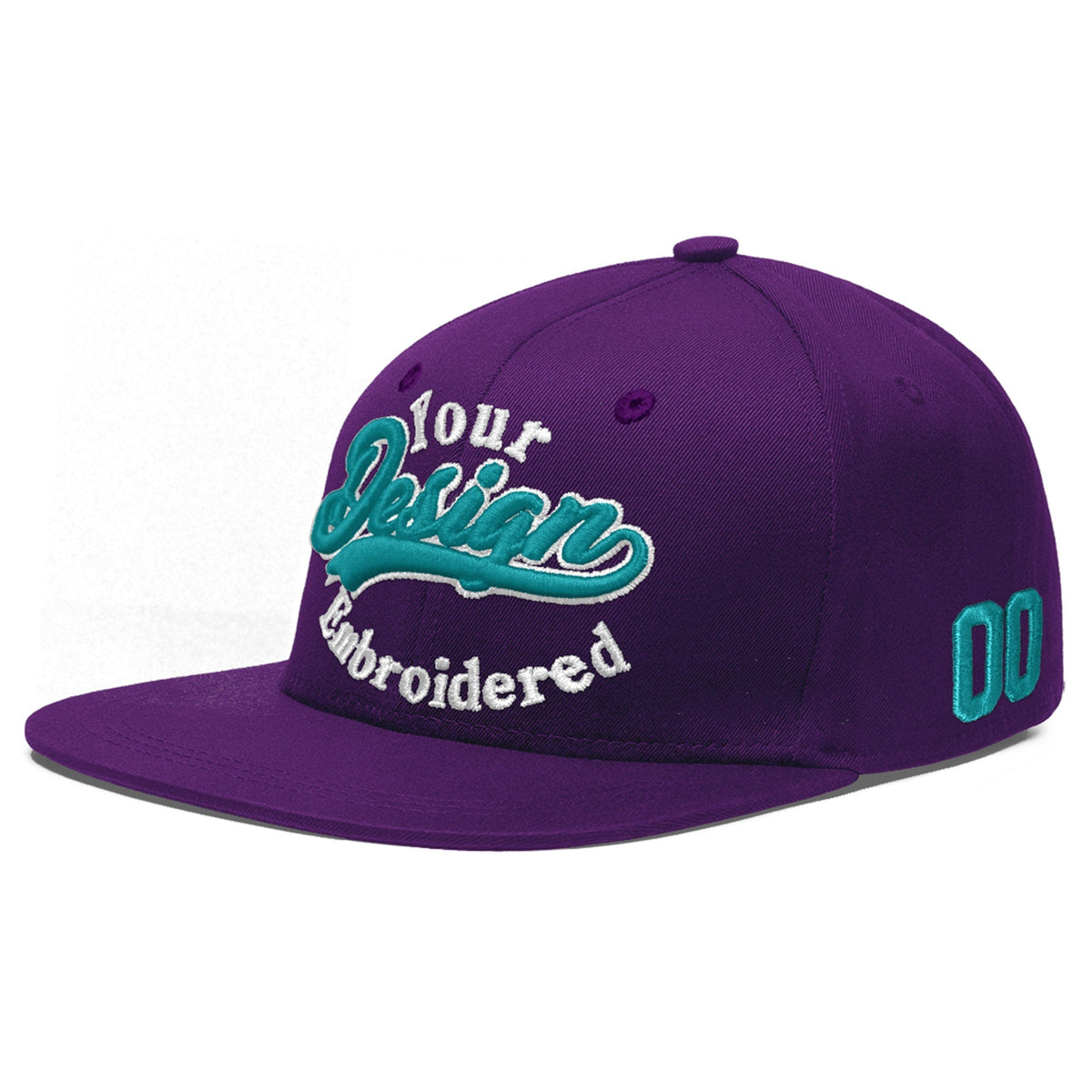 Custom Purple 3D Puff Embroidery Flat Embroidery Casual Sport Baseball Cap