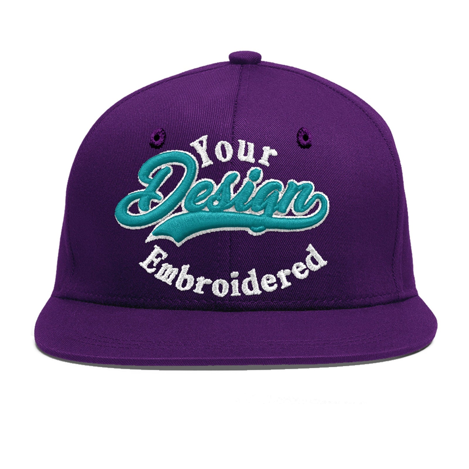 Custom Purple 3D Puff Embroidery Flat Embroidery Casual Sport Baseball Cap