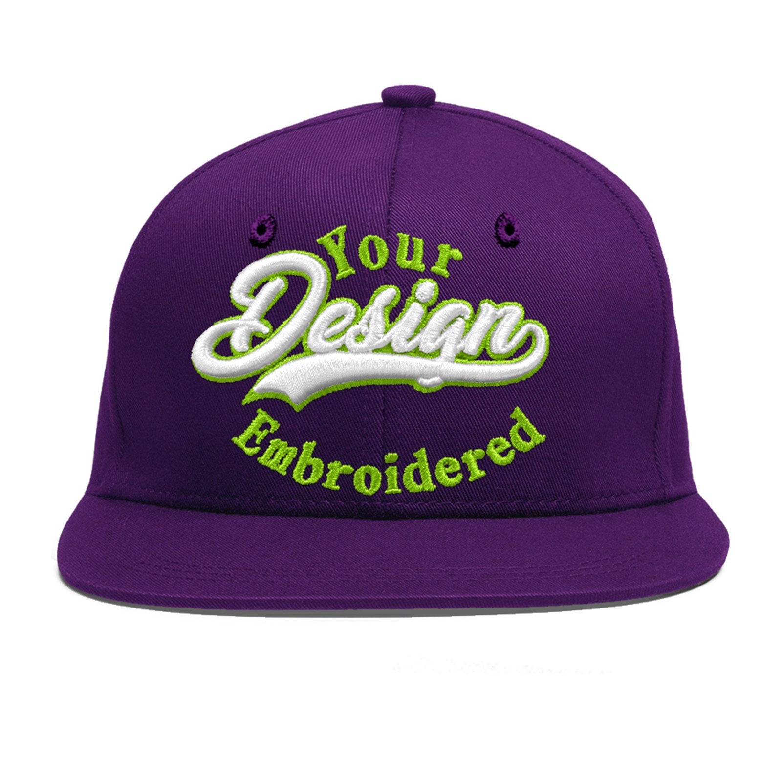 Custom Purple 3D Puff Embroidery Flat Embroidery Casual Sport Baseball Cap