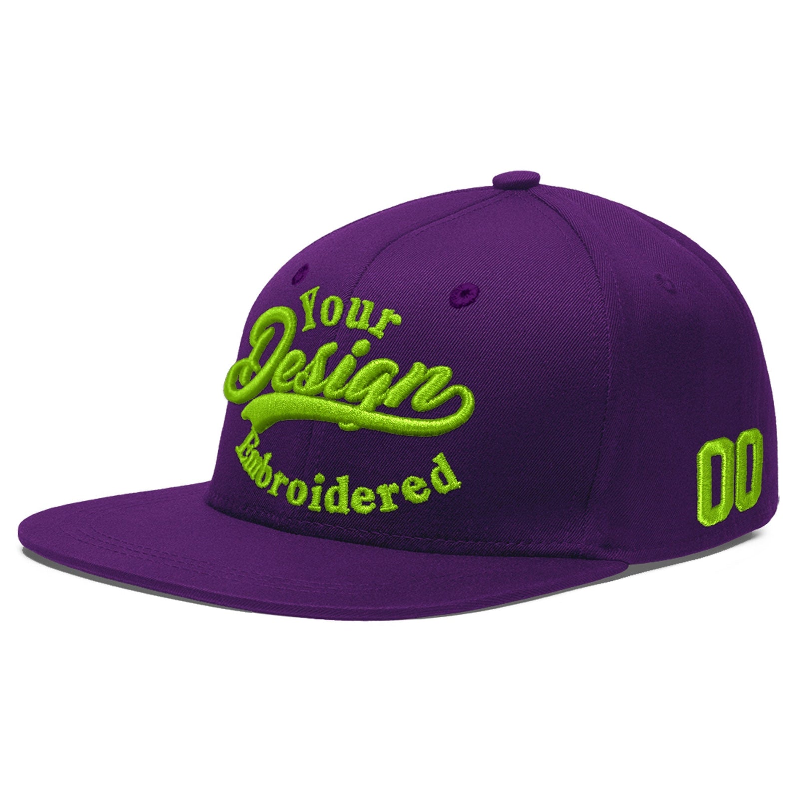 Custom Purple 3D Puff Embroidery Flat Embroidery Casual Sport Baseball Cap