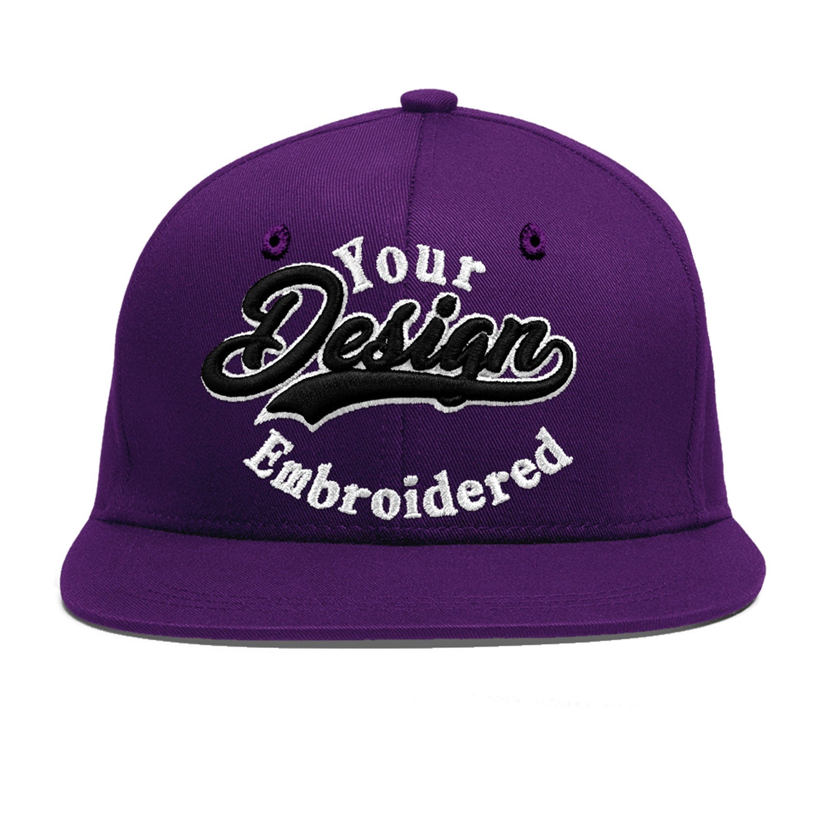 Custom Purple 3D Puff Embroidery Flat Embroidery Casual Sport Baseball Cap