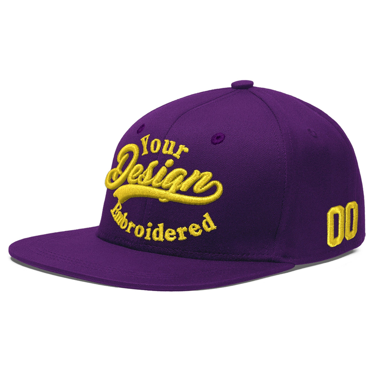 Custom Purple 3D Puff Embroidery Flat Embroidery Casual Sport Baseball Cap