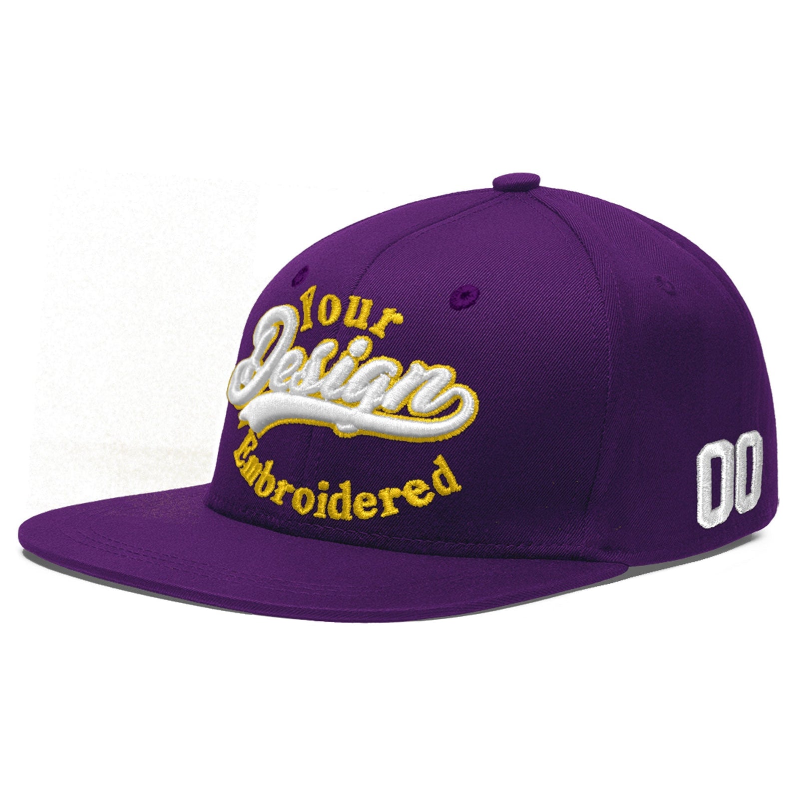 Custom Purple 3D Puff Embroidery Flat Embroidery Casual Sport Baseball Cap
