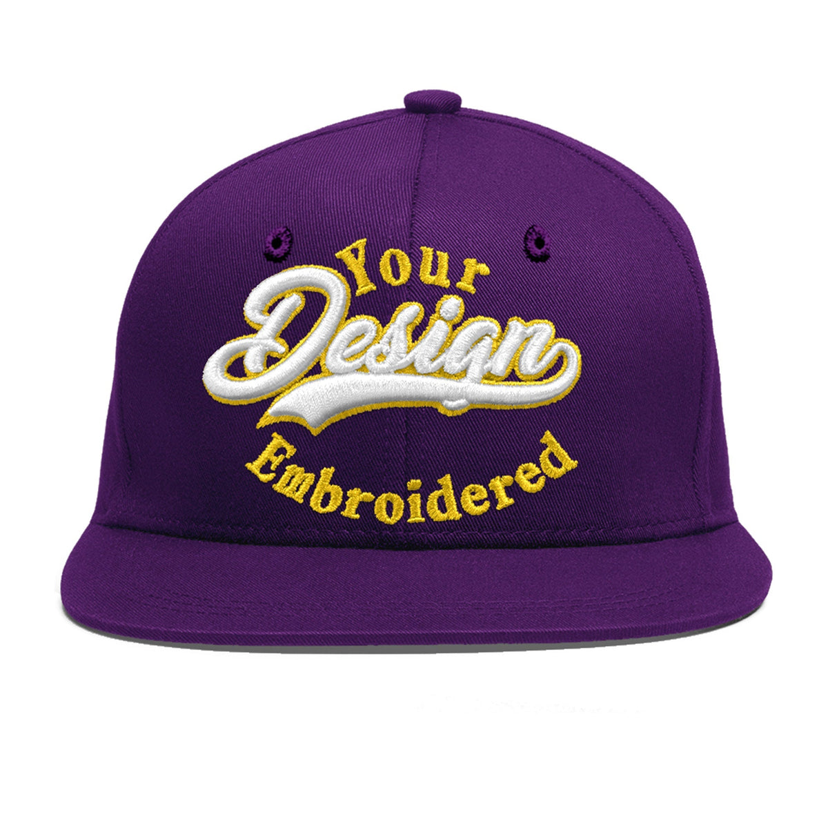 Custom Purple 3D Puff Embroidery Flat Embroidery Casual Sport Baseball Cap