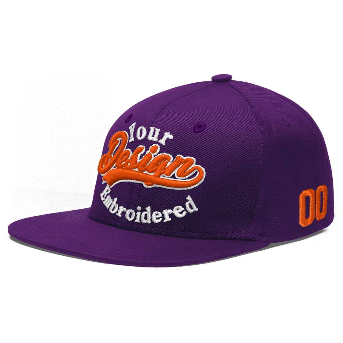 Custom Purple 3D Puff Embroidery Flat Embroidery Casual Sport Baseball Cap
