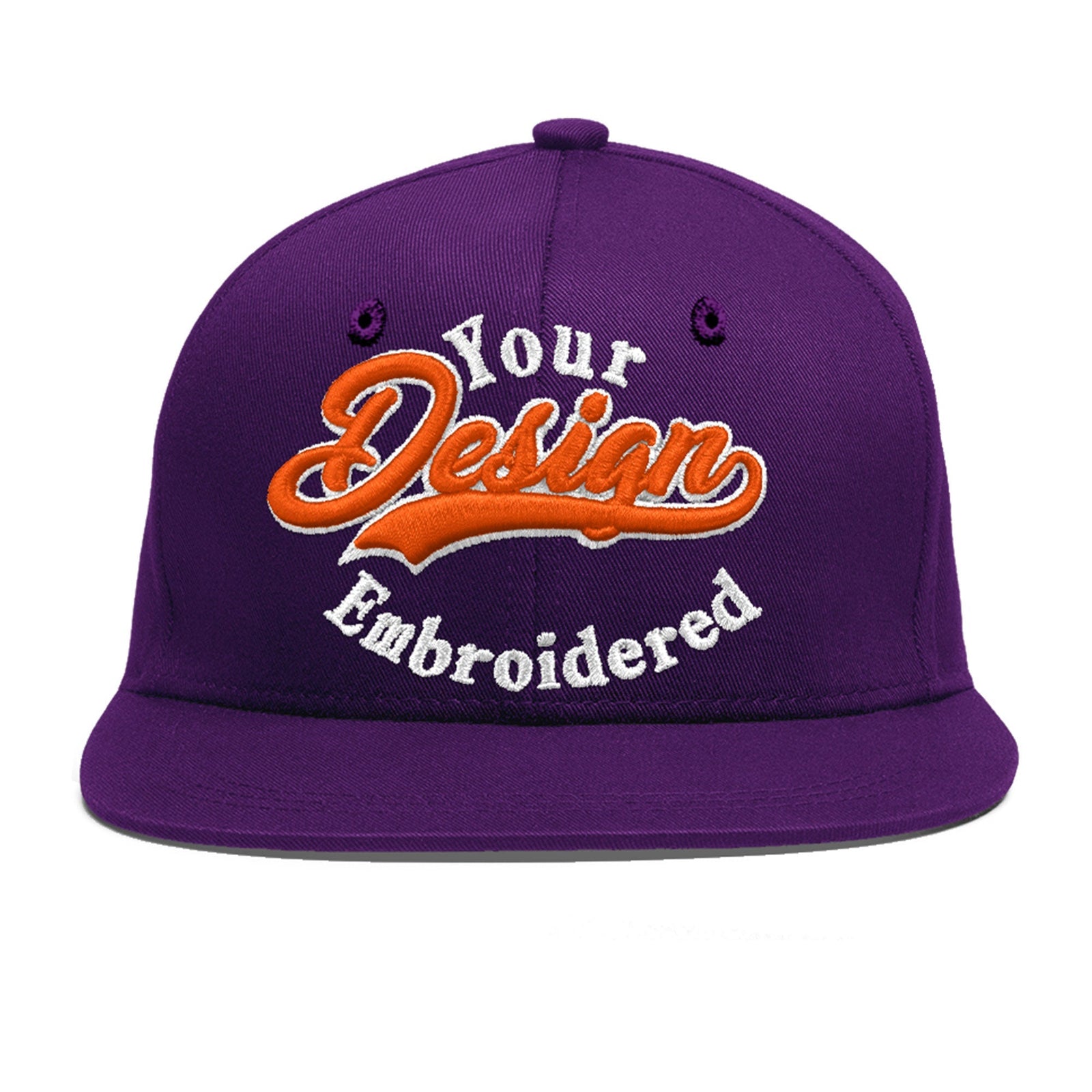 Custom Purple 3D Puff Embroidery Flat Embroidery Casual Sport Baseball Cap