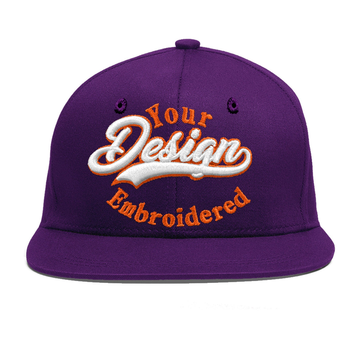 Custom Purple 3D Puff Embroidery Flat Embroidery Casual Sport Baseball Cap