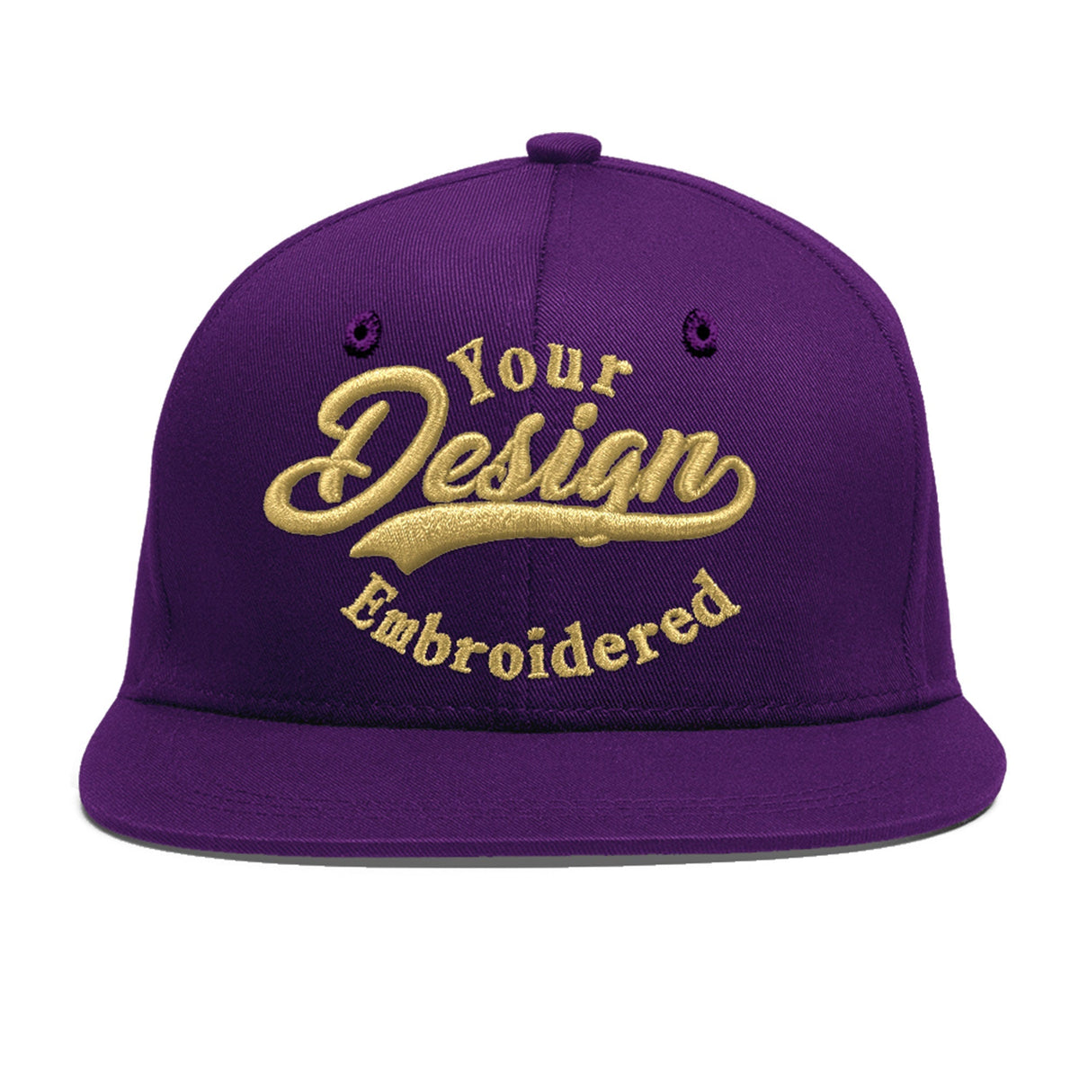 Custom Purple 3D Puff Embroidery Flat Embroidery Casual Sport Baseball Cap