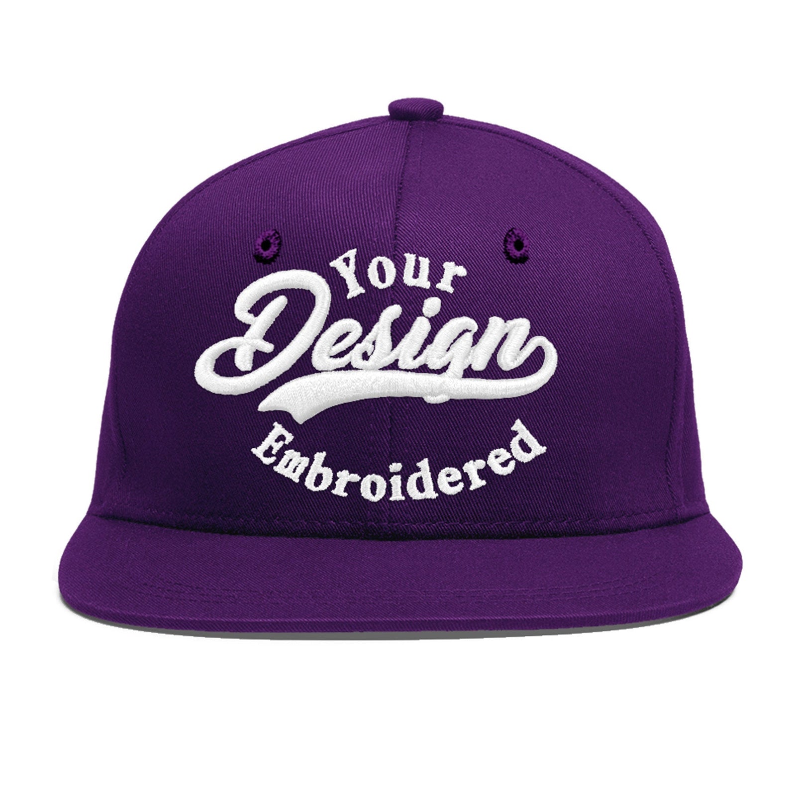 Custom Purple 3D Puff Embroidery Flat Embroidery Casual Sport Baseball Cap