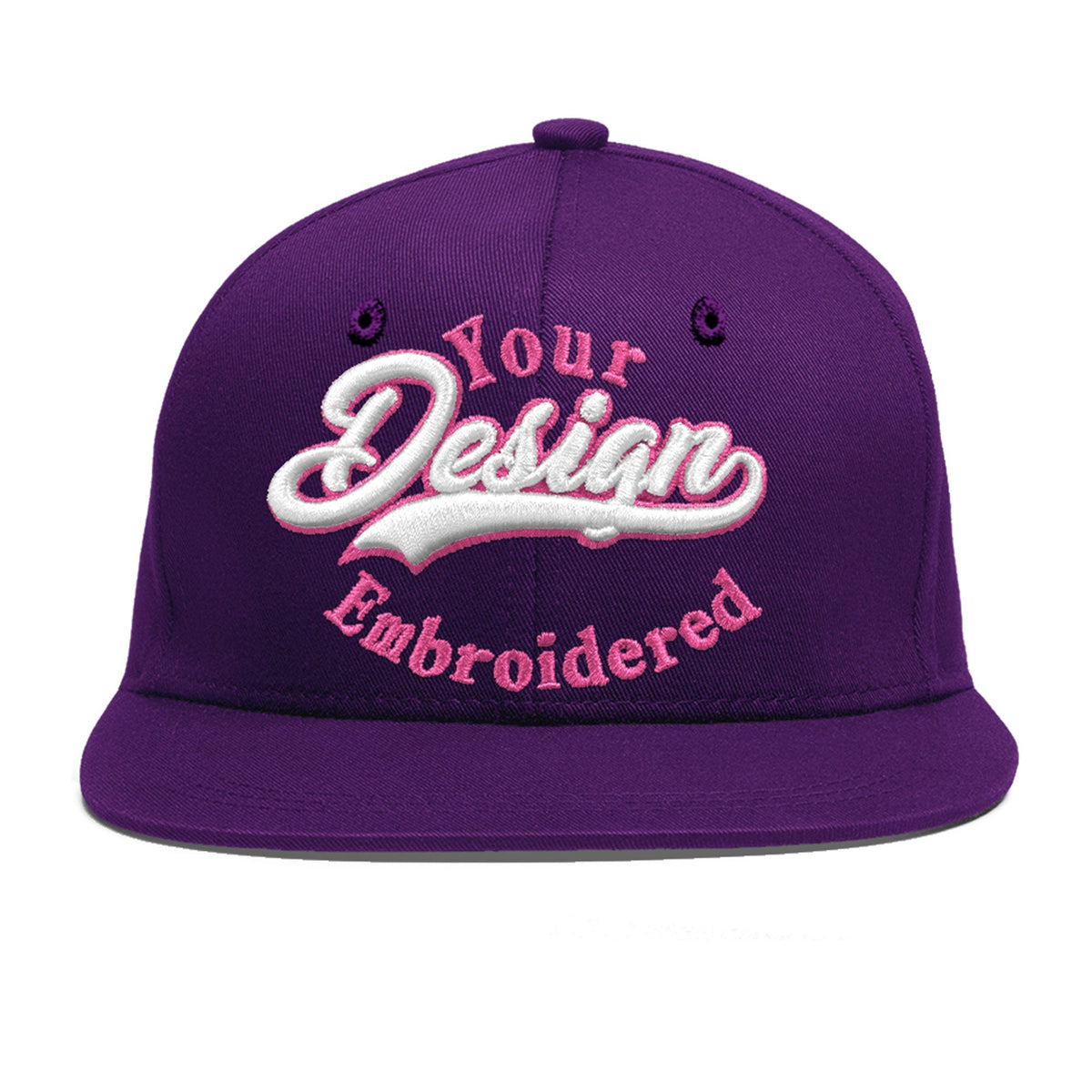 Custom Purple 3D Puff Embroidery Flat Embroidery Casual Sport Baseball Cap